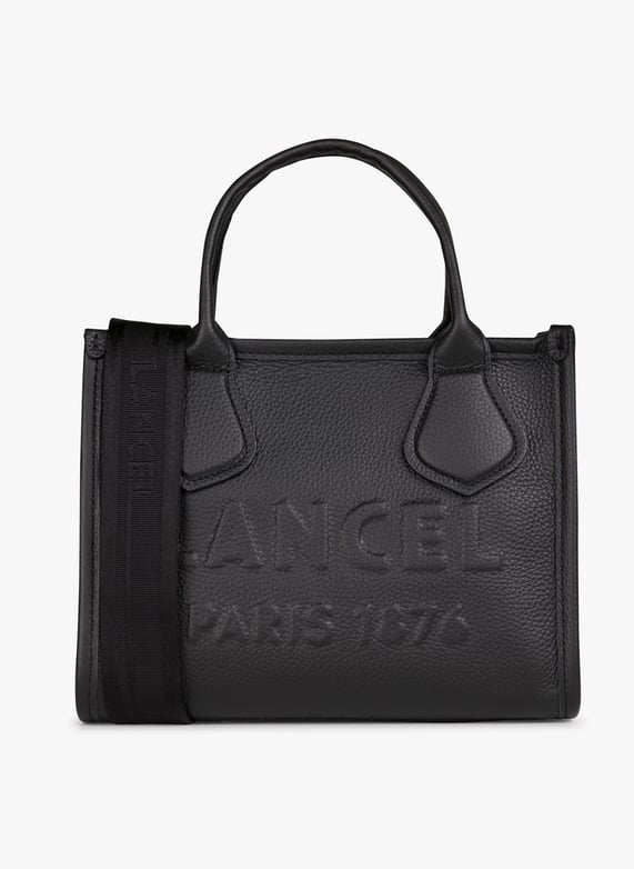 Sac porté main à logo débossé en cuir grainé Jour s Noir Lancel