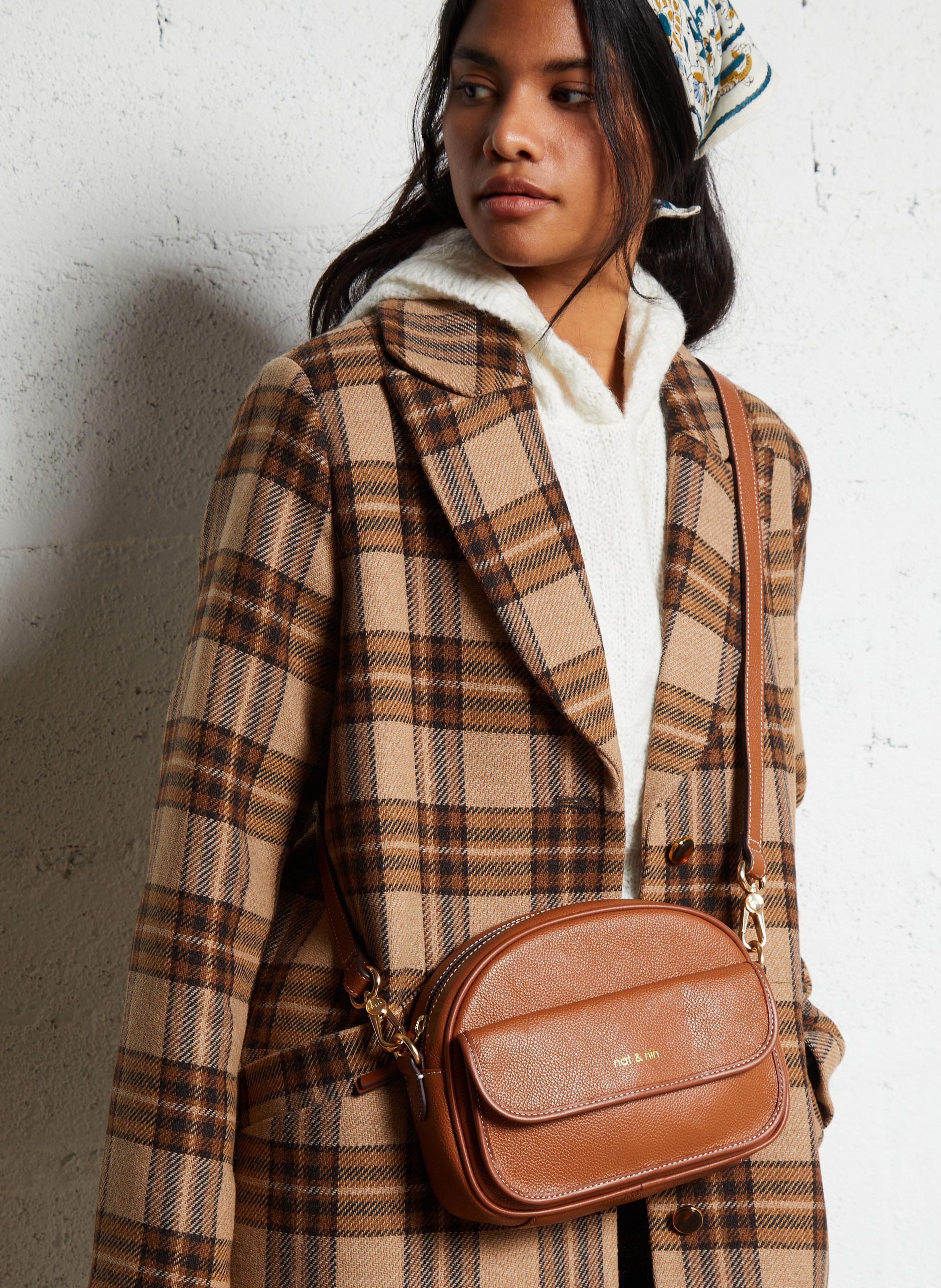 Sac bandoulière en cuir NAT & NIN Marron