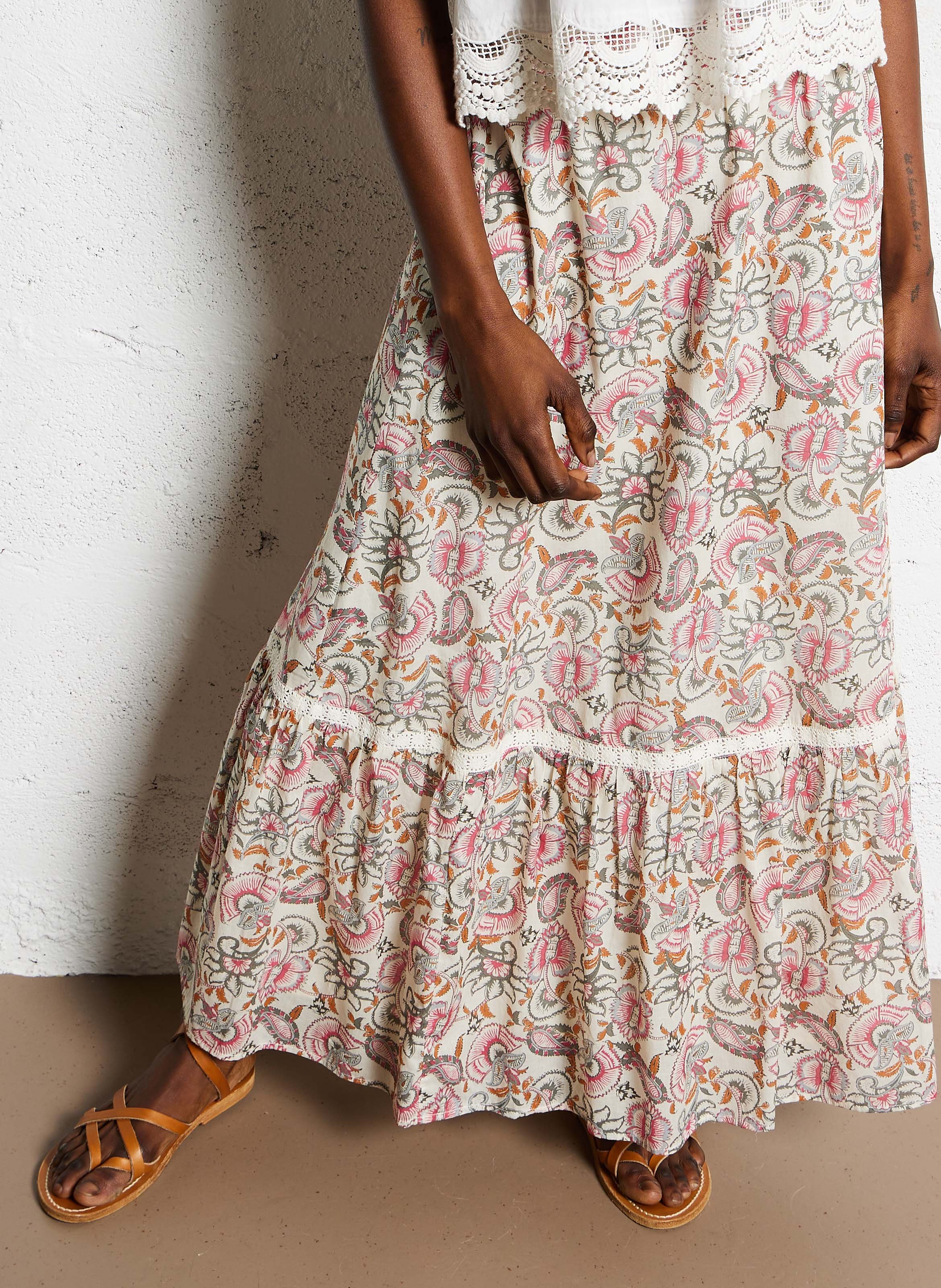 Jupe midi imprimée en coton bio LOUISE MISHA Multicolore