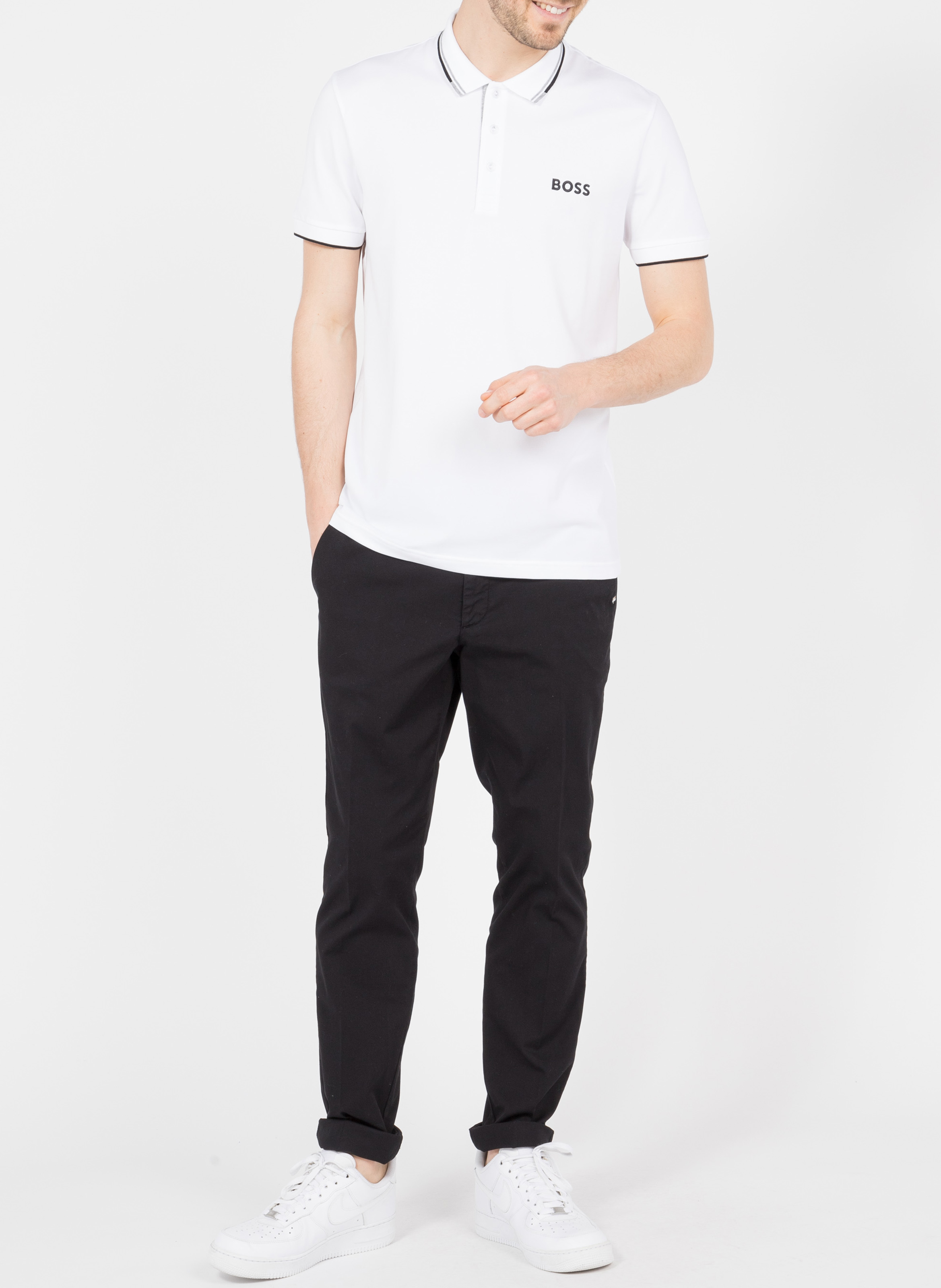 Cotton-blend polo shirt BOSS White