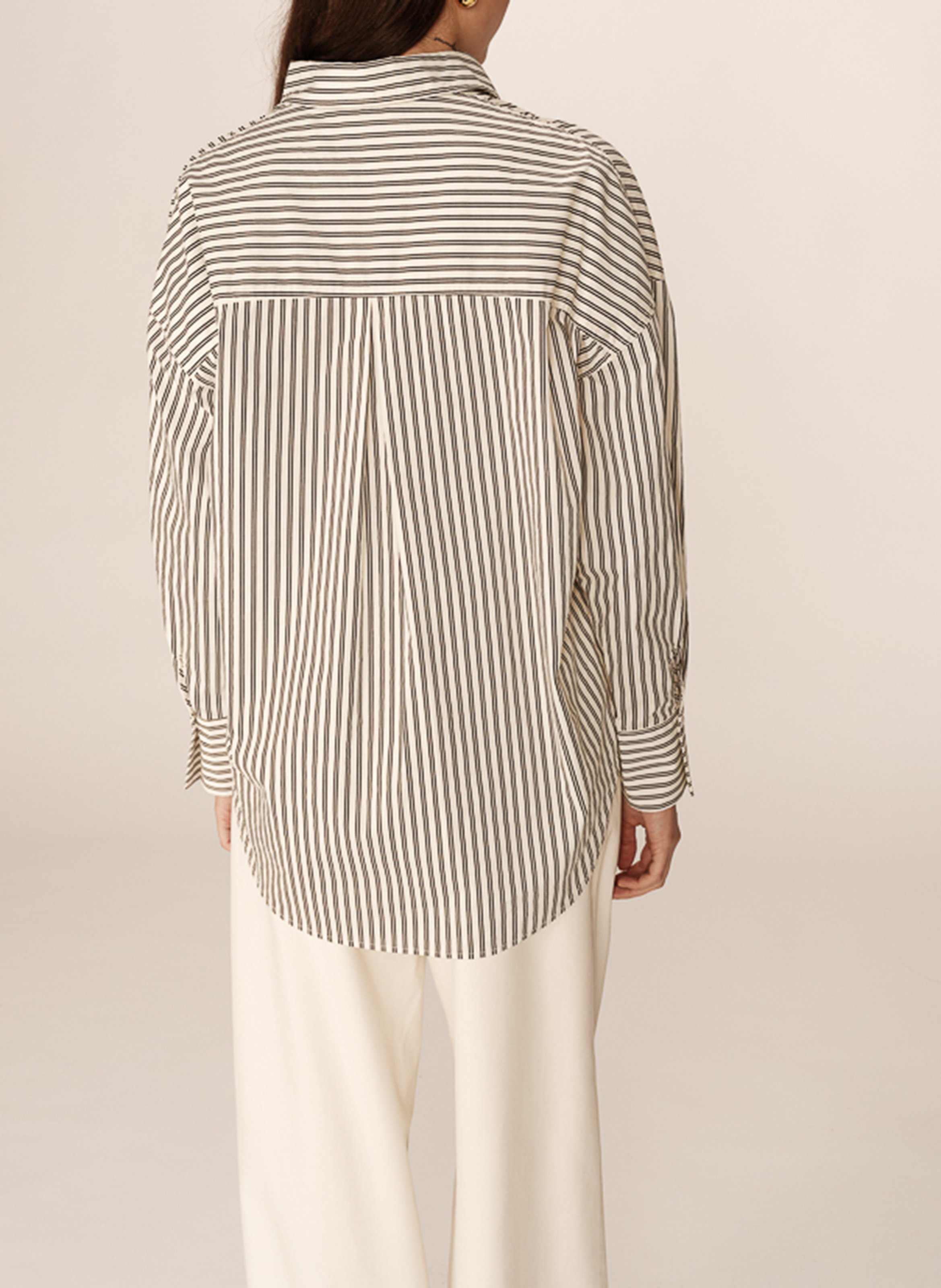 Oversized button-up striped shirt GRACE ET MILA White