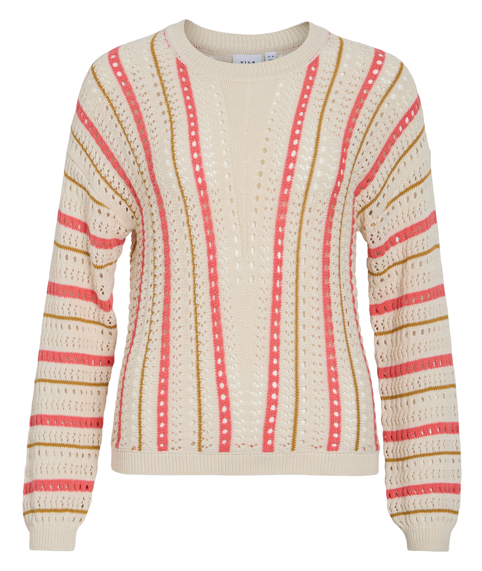 Pull col rond en coton mélangé VILA Beige