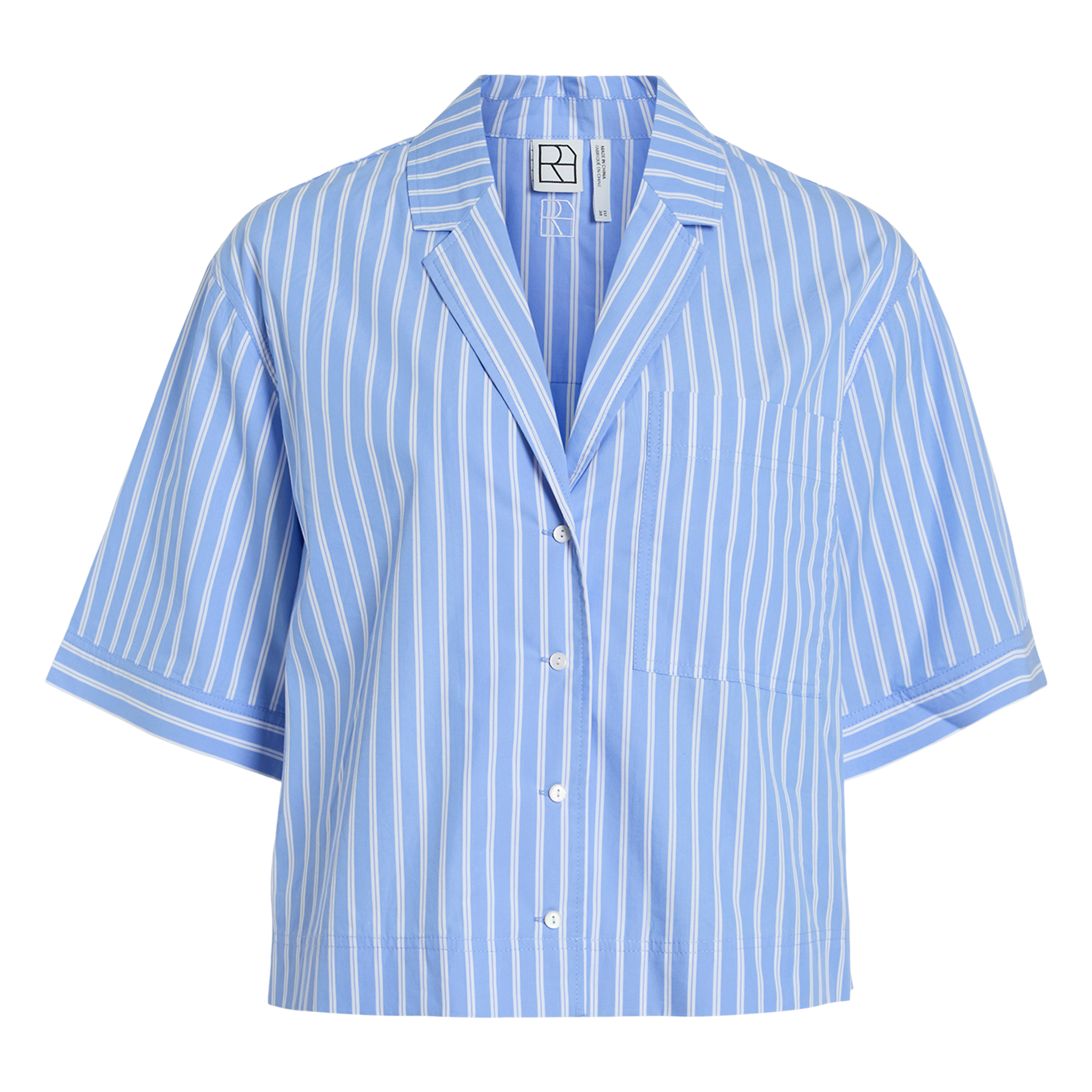 Straight shirt in striped blended cotton ROUGE EDIT Blue