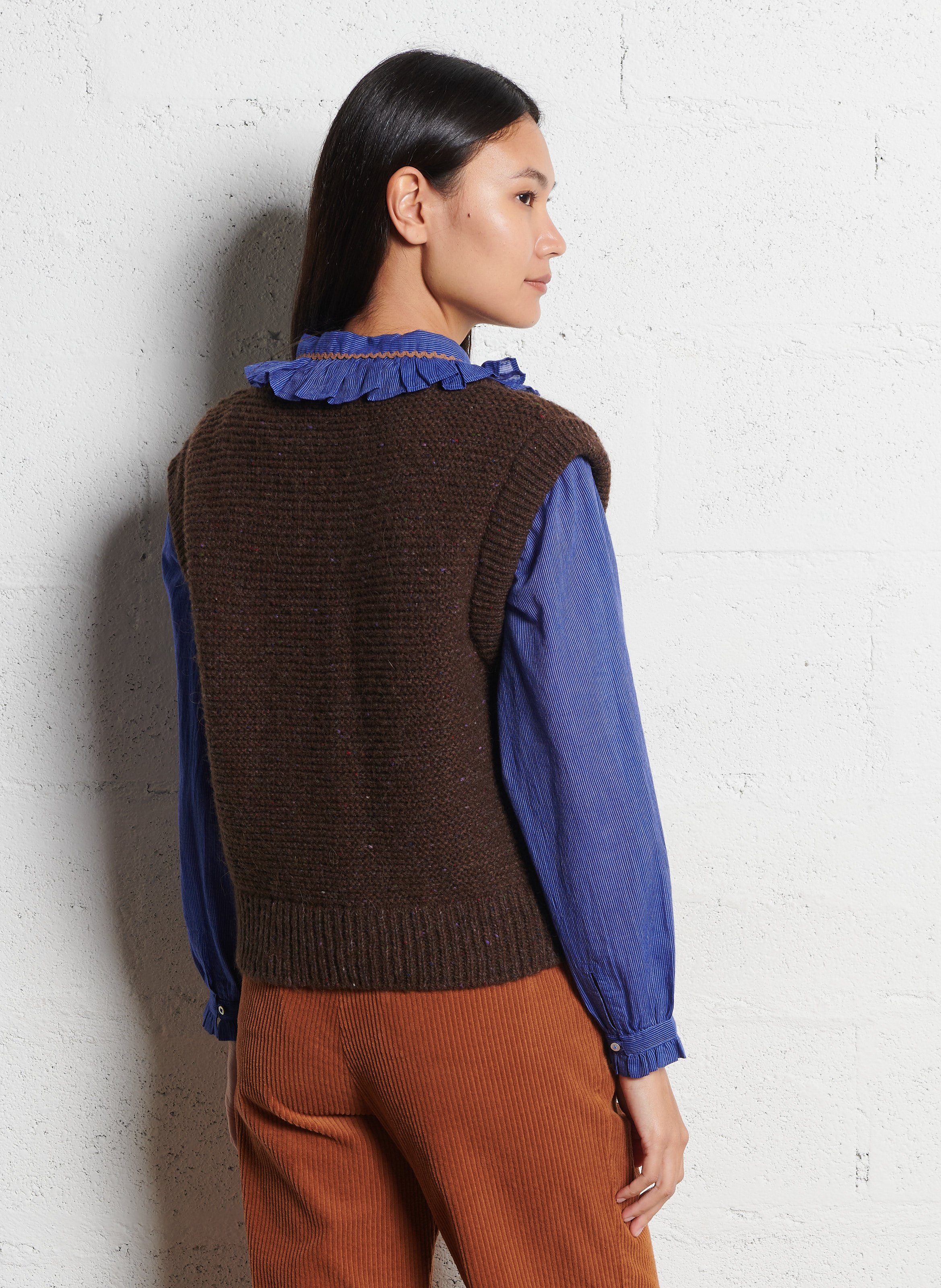 Pullunder aus Wollmix mit V-Ausschnitt EMILE ET IDA Braun