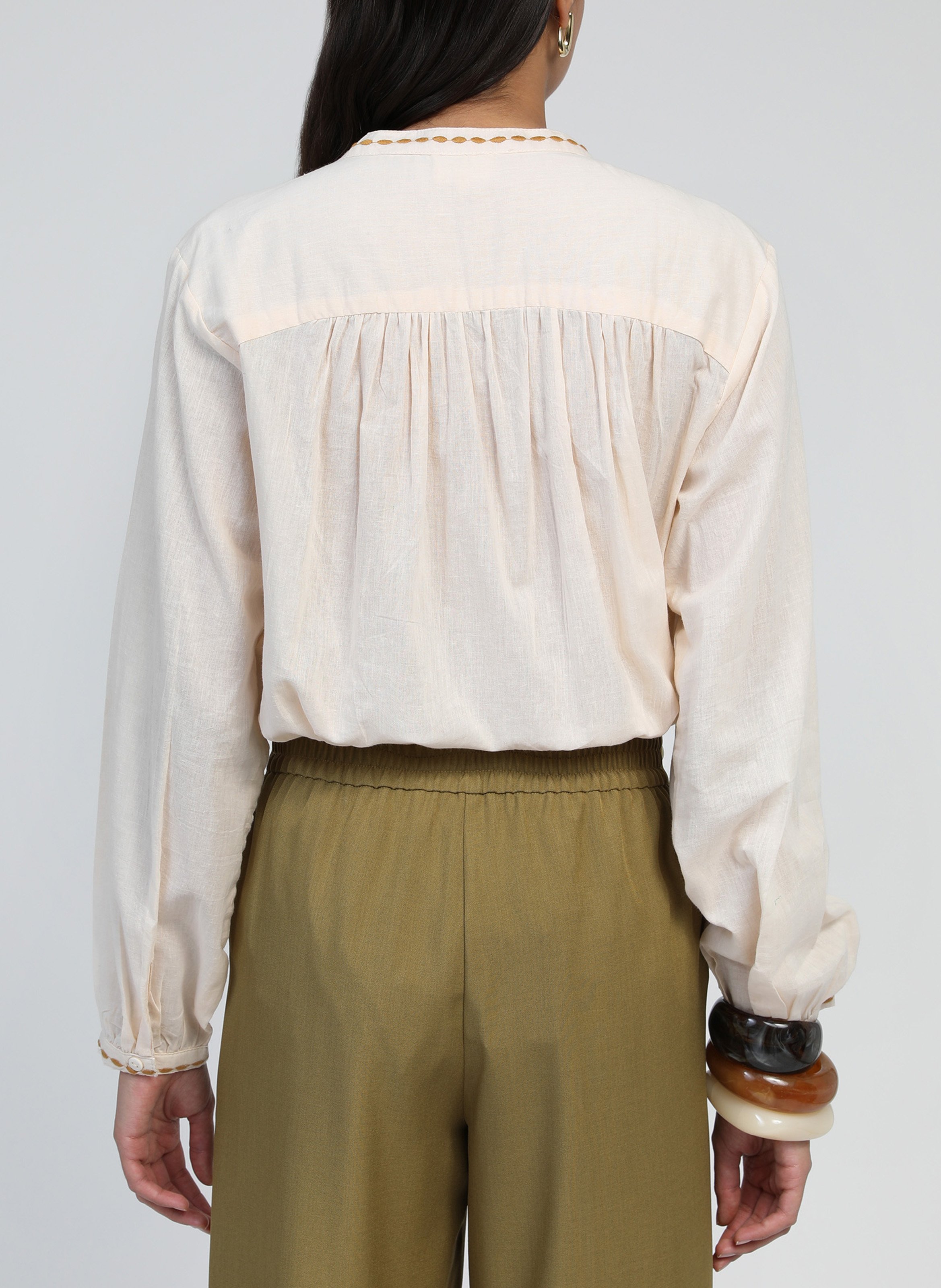 Straight shirt with embroidered details AN'GE Pink