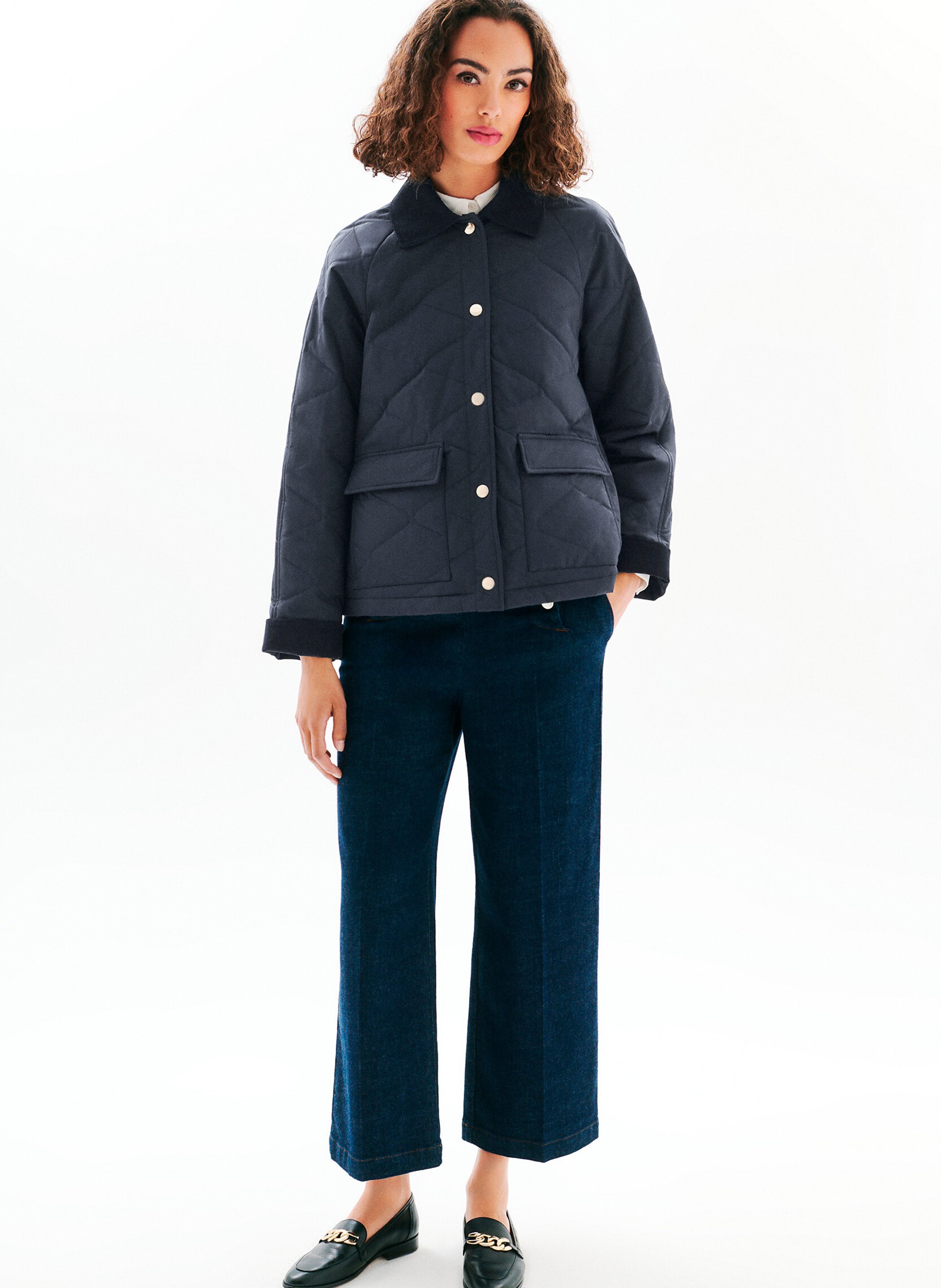 Parka droite col classique matelassée CAROLL Bleu