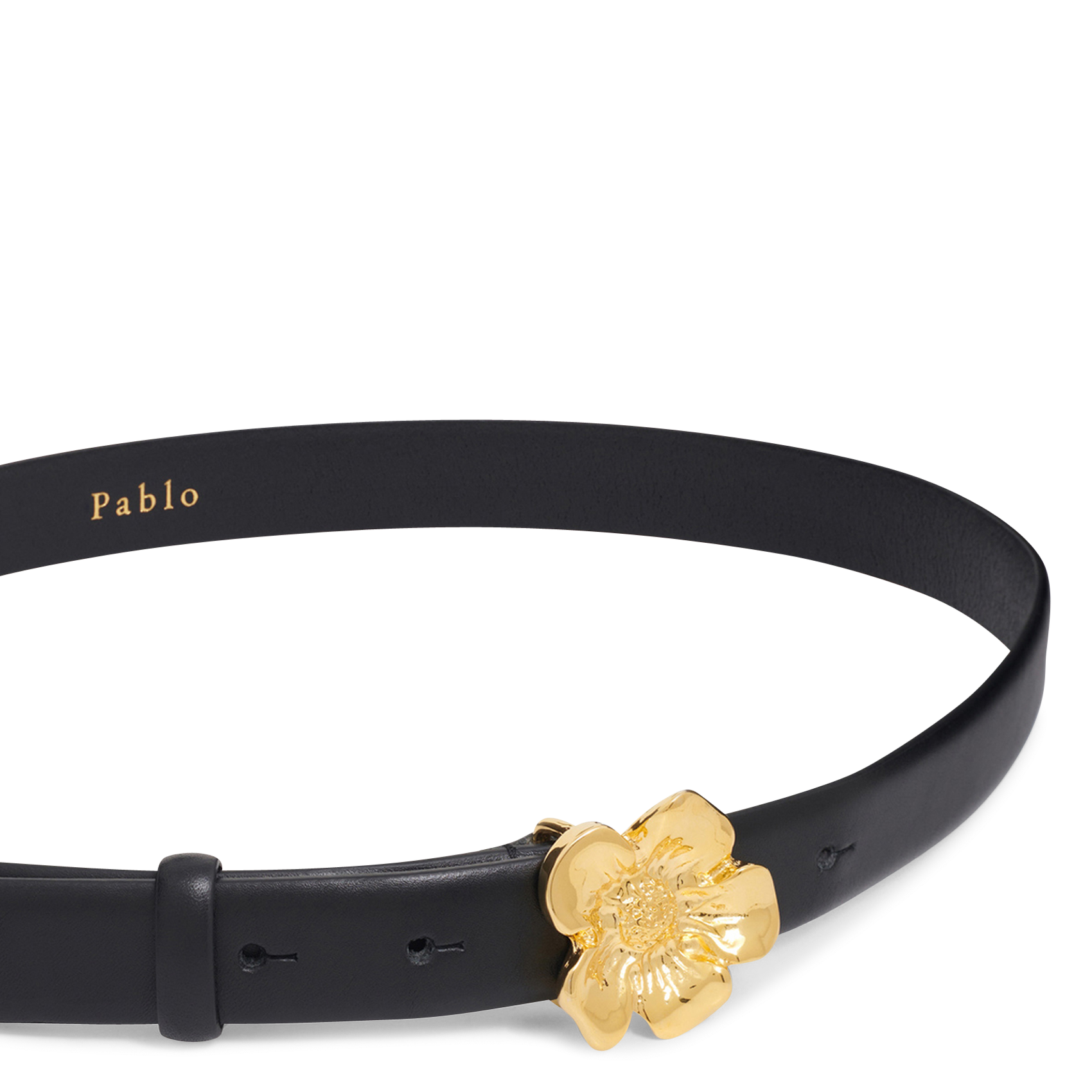 Ceintuur van leer met gesp PABLO Zwart