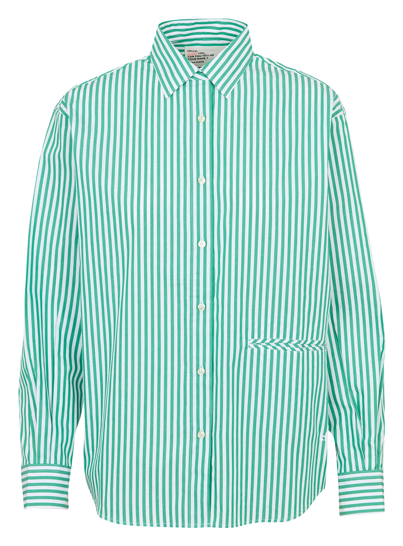 Loose-fit striped cotton shirt LEON & HARPER Green