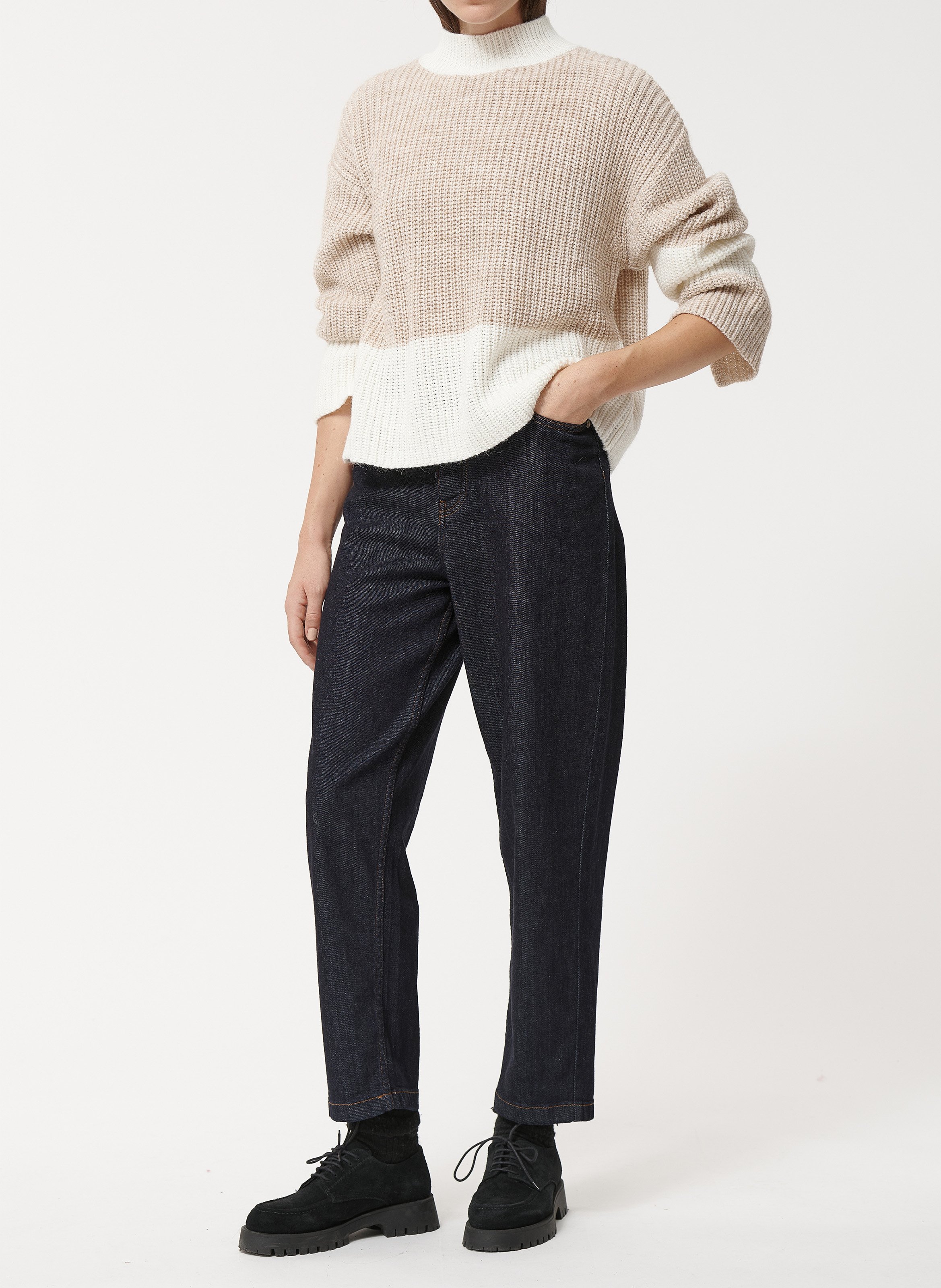 Pull oversize col rond  HUMILITY Beige