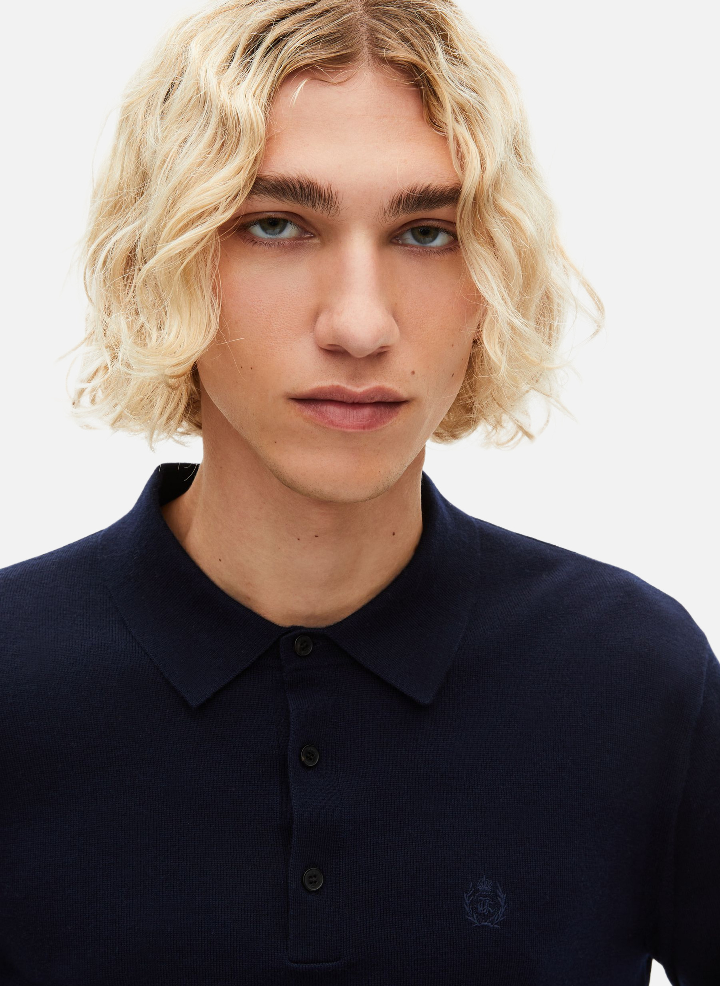 Merino wool sweater with polo collar THE KOOPLES Blue