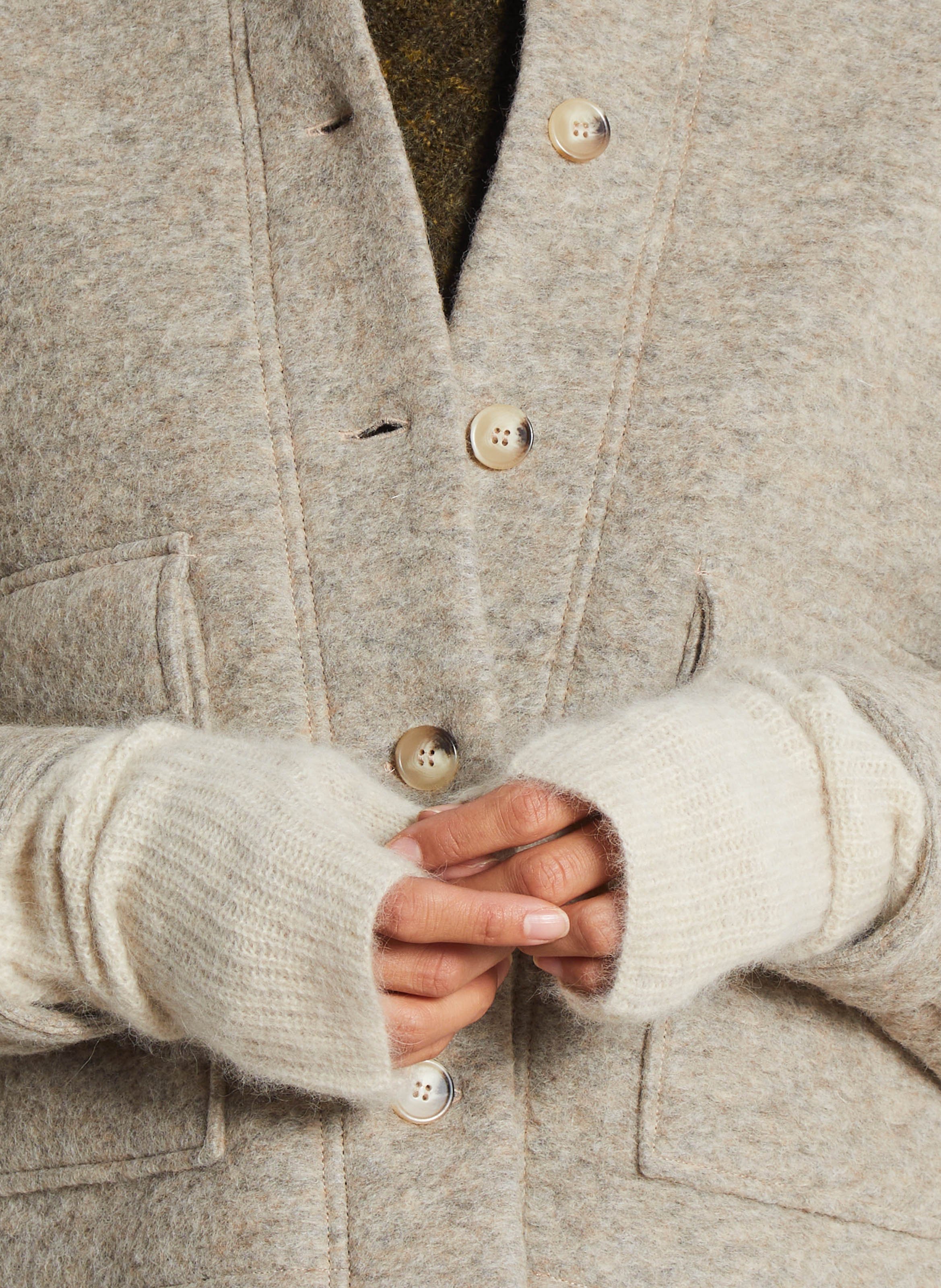 Wool fingerless gloves BELLA JONES Beige