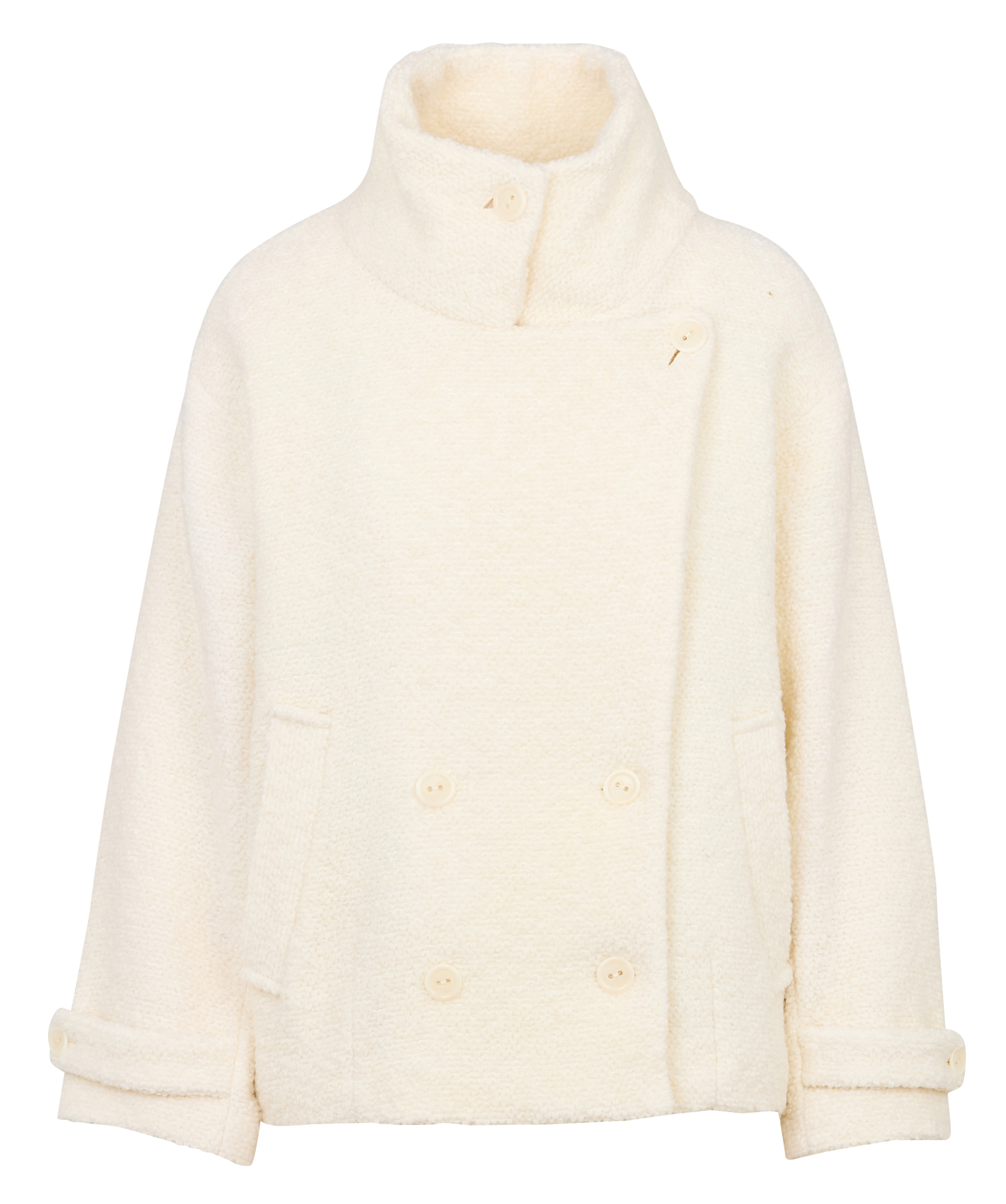 Manteau boutonné col montant en laine mélangée COTELAC Blanc