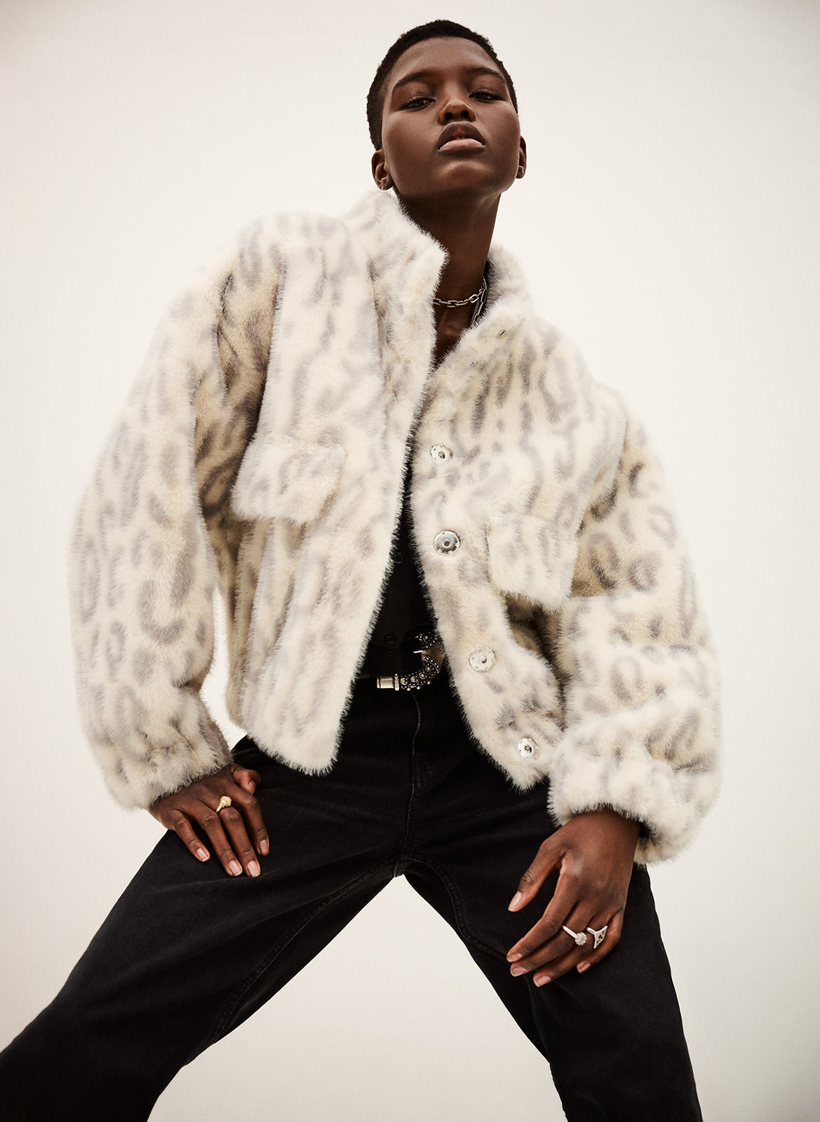 Veste oversize col montant imprimée BA&SH Beige