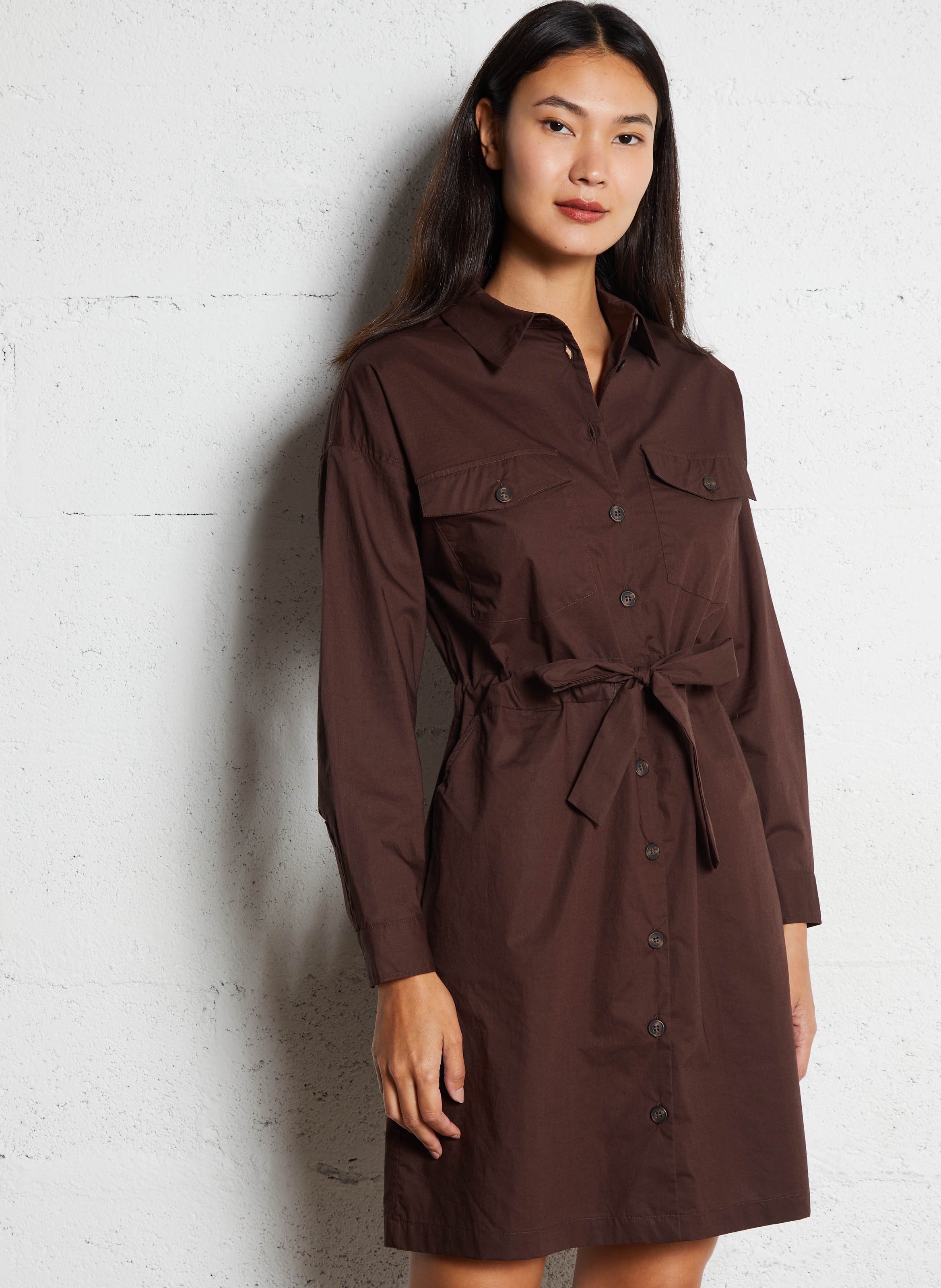 Robe courte cintrée unie en coton  MAISON 123 Marron