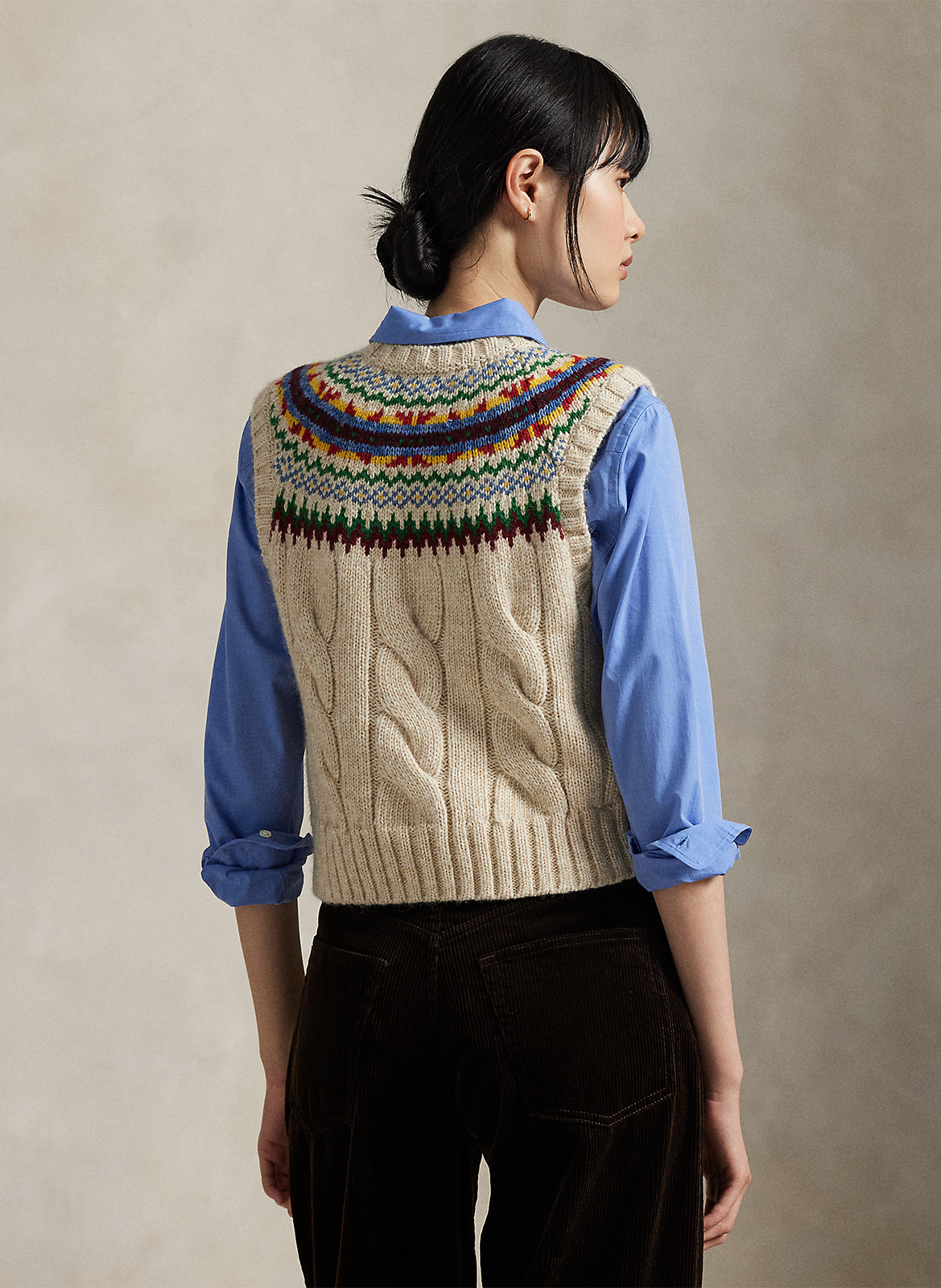 Pull col rond en coton mélangé POLO RALPH LAUREN Beige