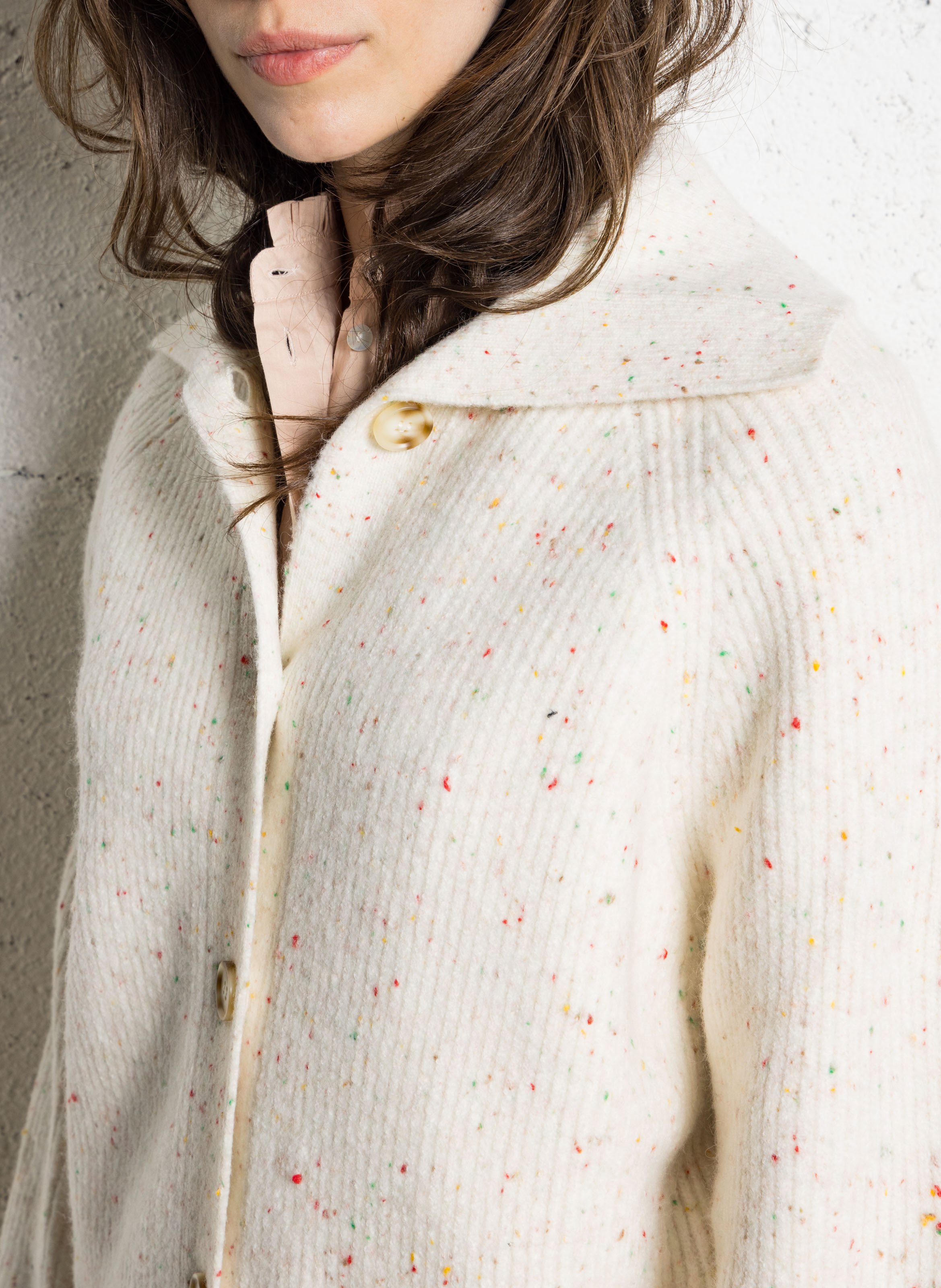 Straight printed ribbed knit cardigan ONE STEP Beige