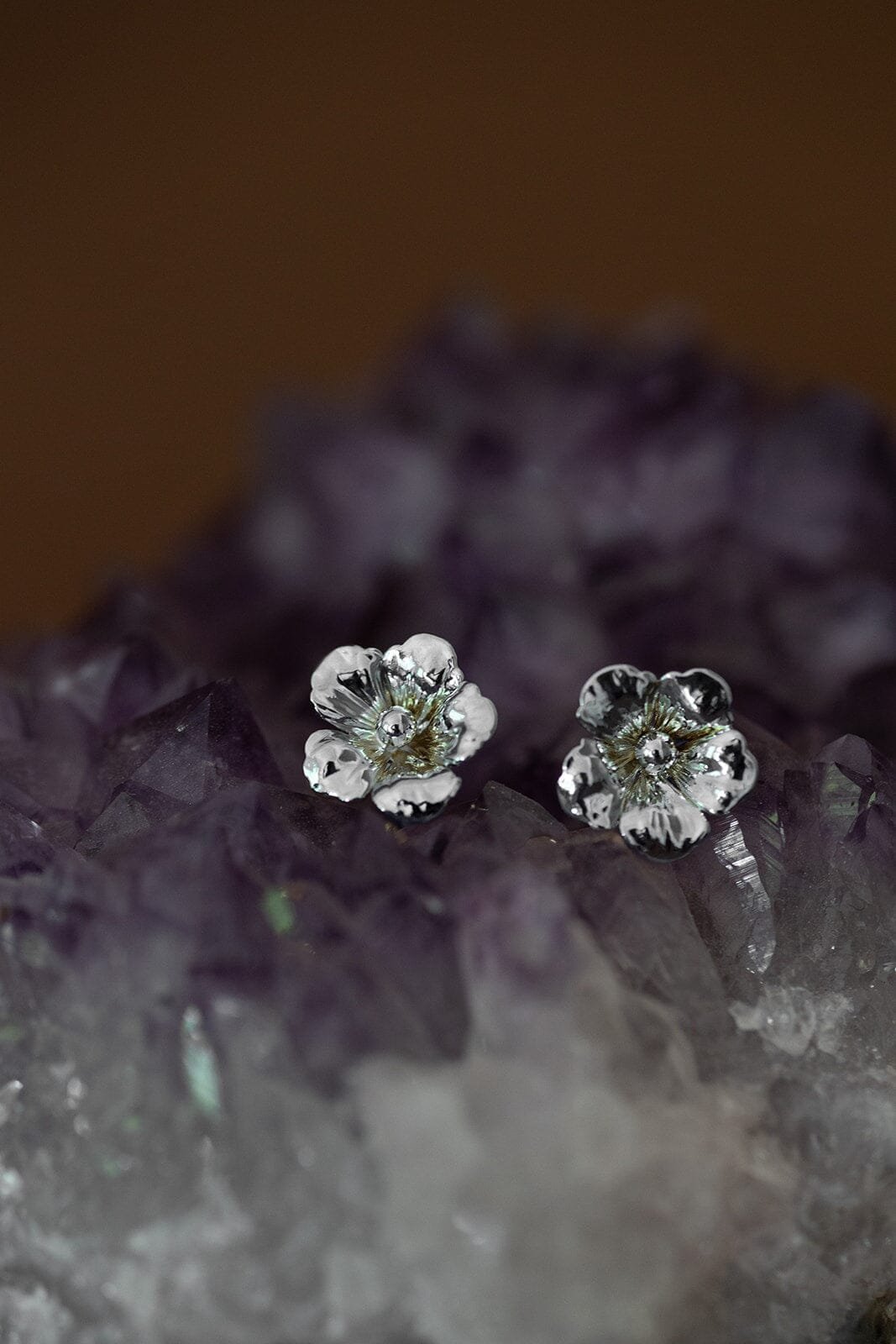 Flower stud earrings in gold-plated fine gold MONSIEUR SIMONE Silver