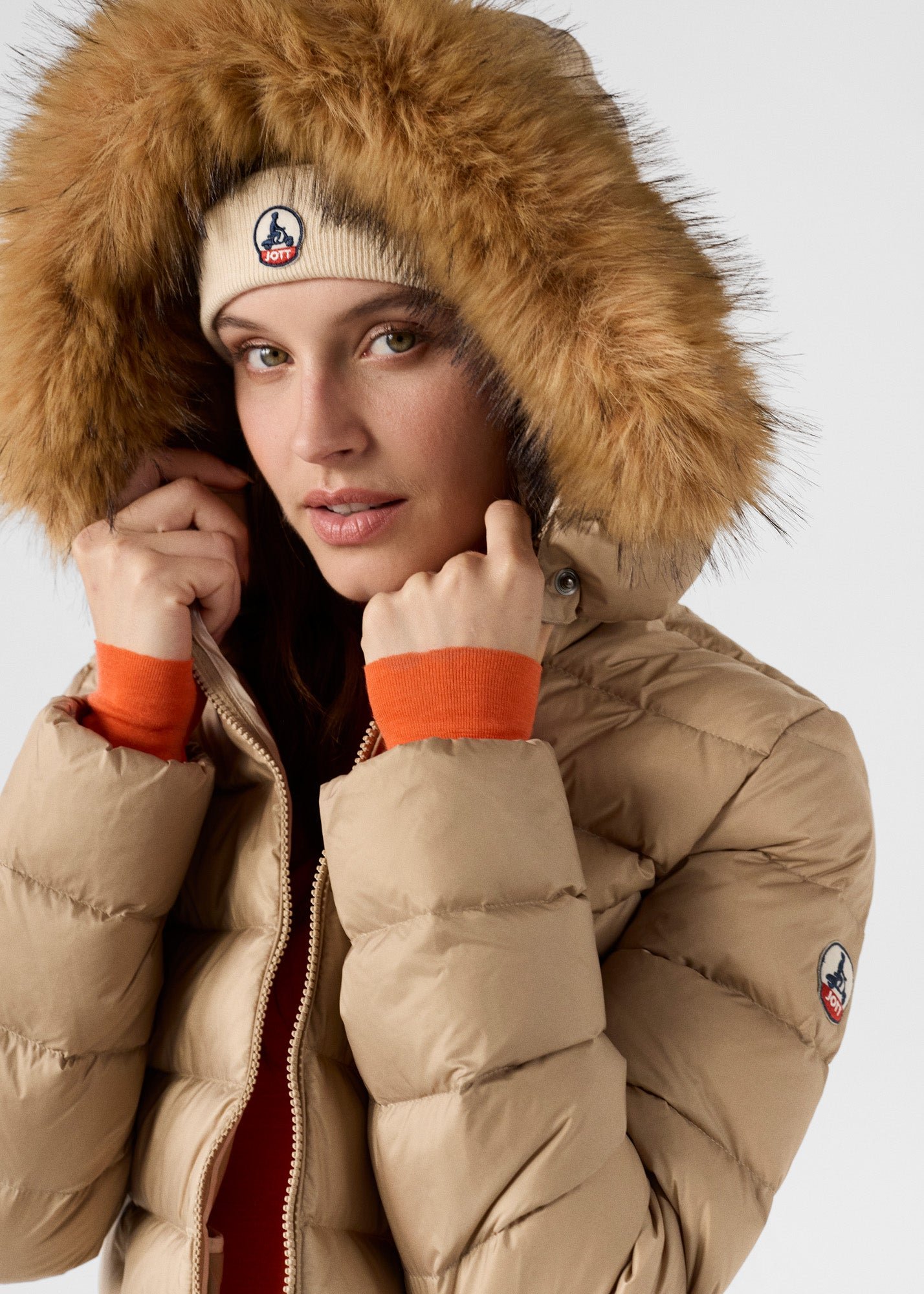 Doudoune à capuche grand froid luxe Beige Jott Femme Place des