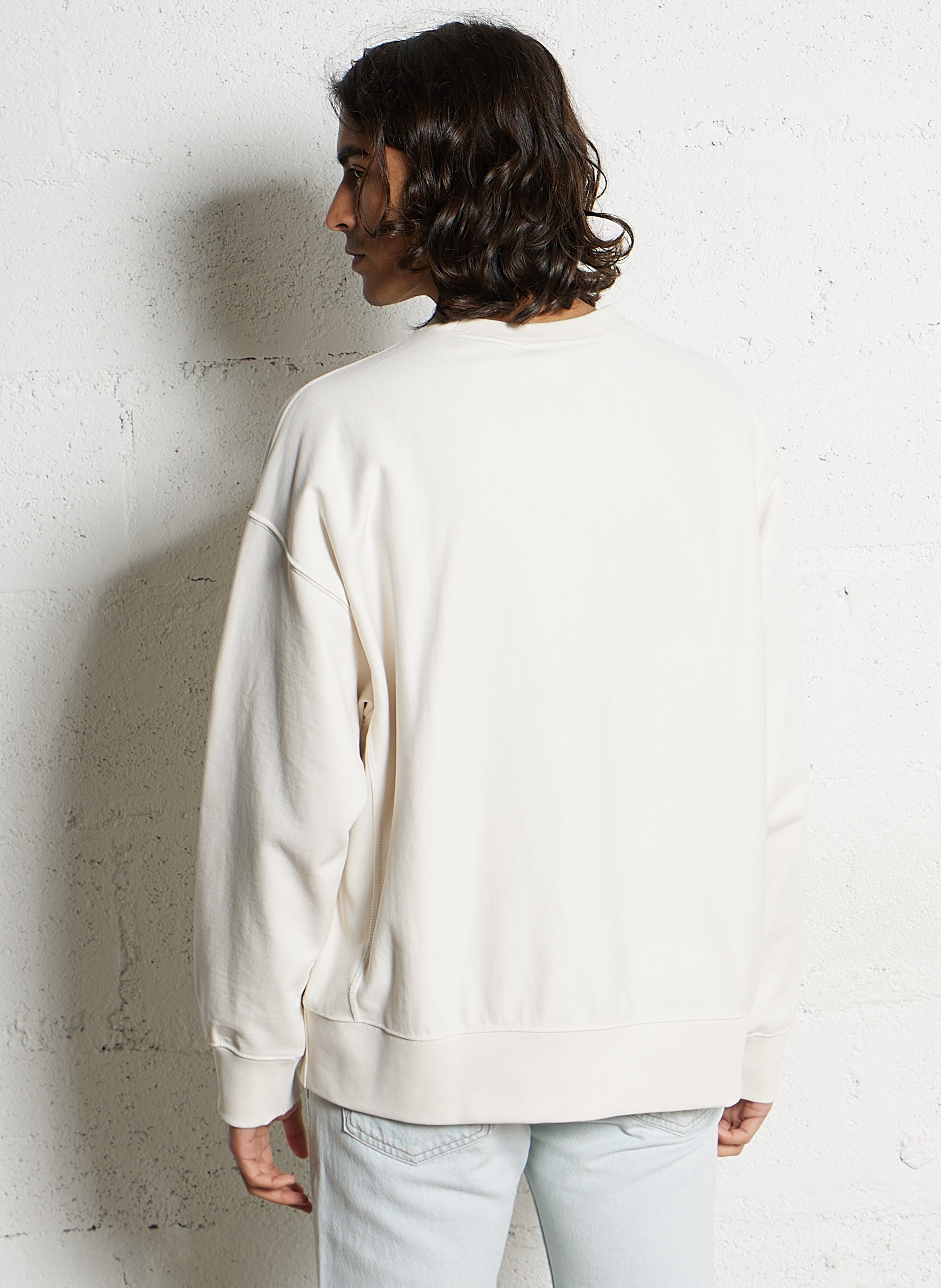 Sweat col rond droit avec broderie logo CALVIN KLEIN Blanc