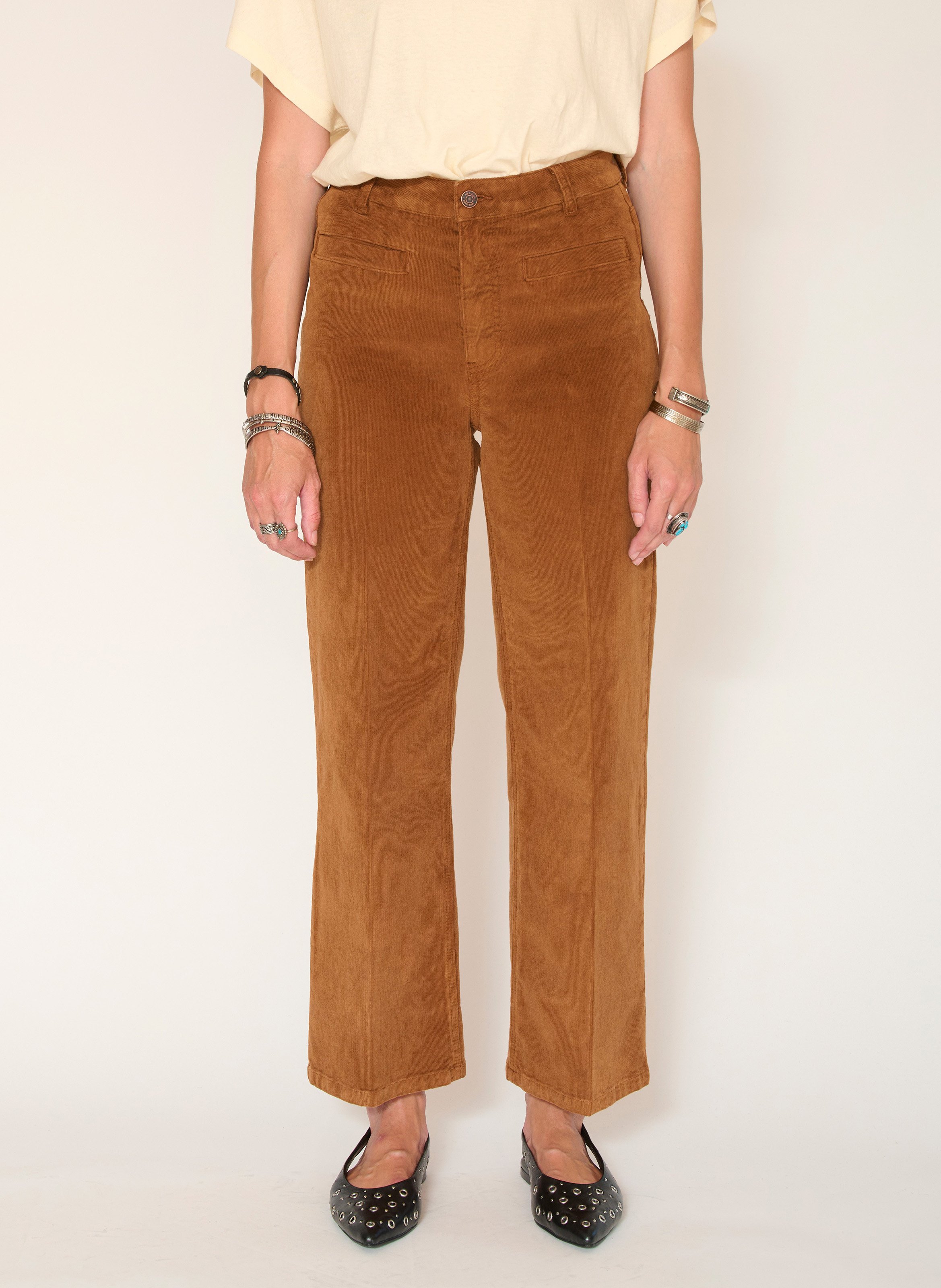 Pantalon droit en coton mélangé MKT Marron
