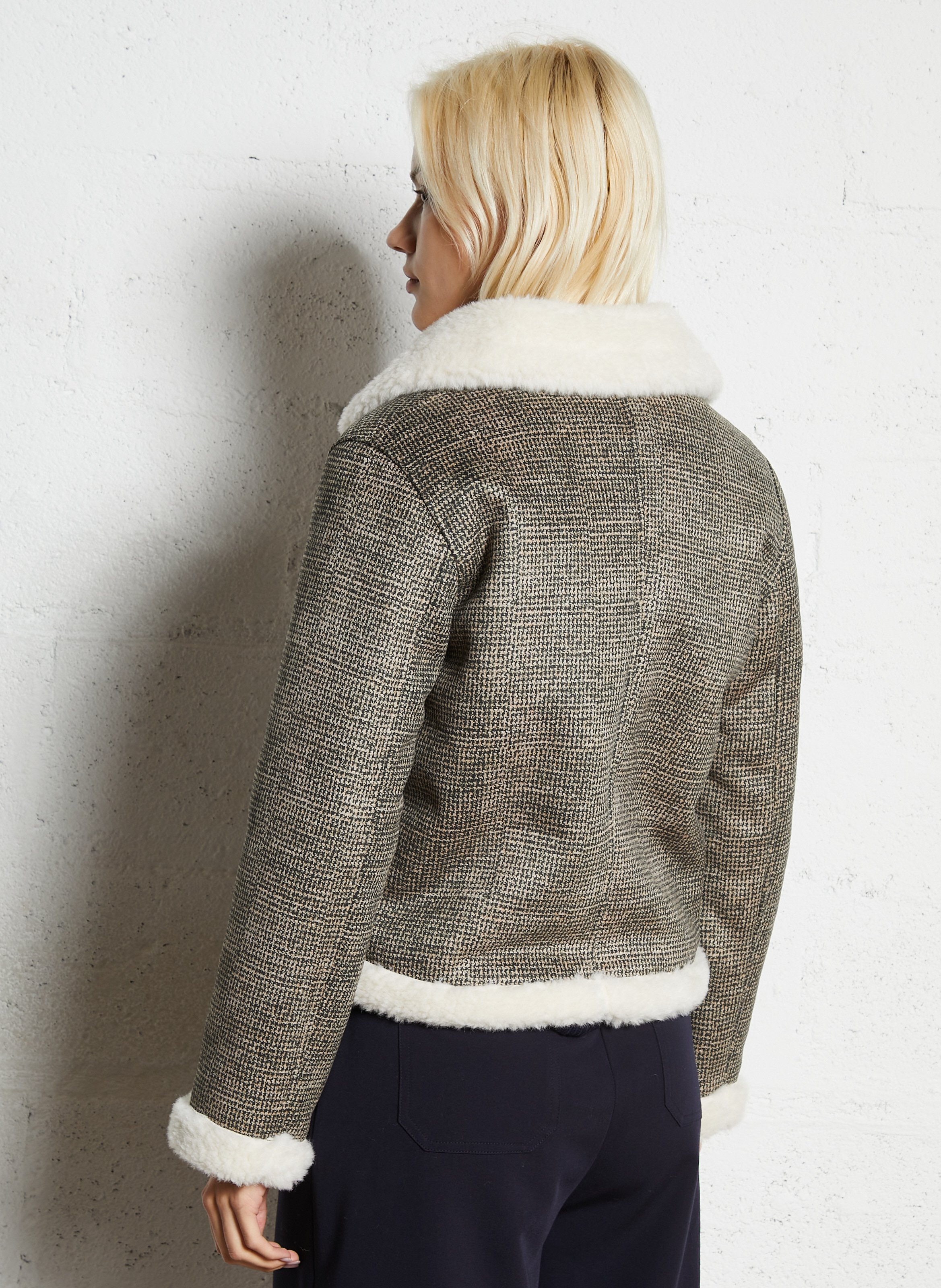 Gerade geschnittene Jacke mit klassischem Kragen und Print SUD EXPRESS Beige