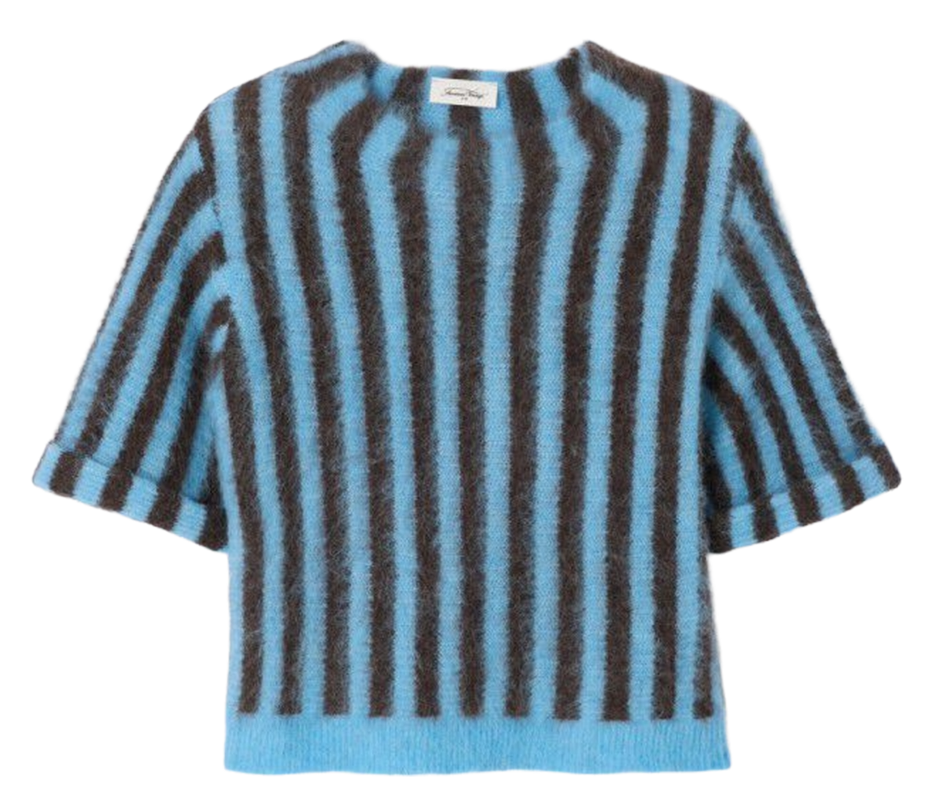 Short fitted sweater in striped knit AMERICAN VINTAGE Blue