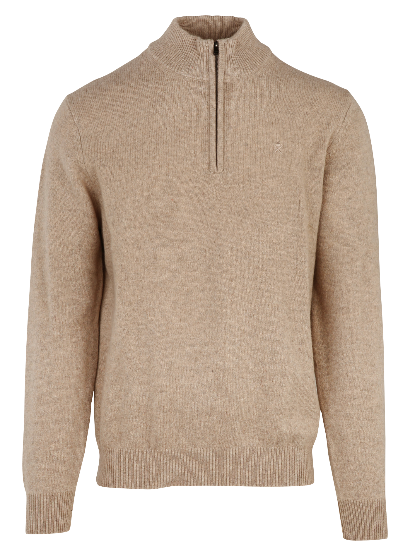 Pull col montant zippé en laine HACKETT Marron