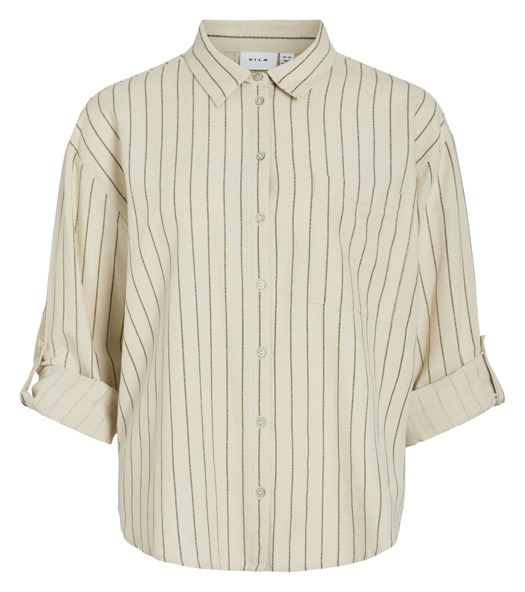 Chemise oversize col classique à rayures VILA Beige