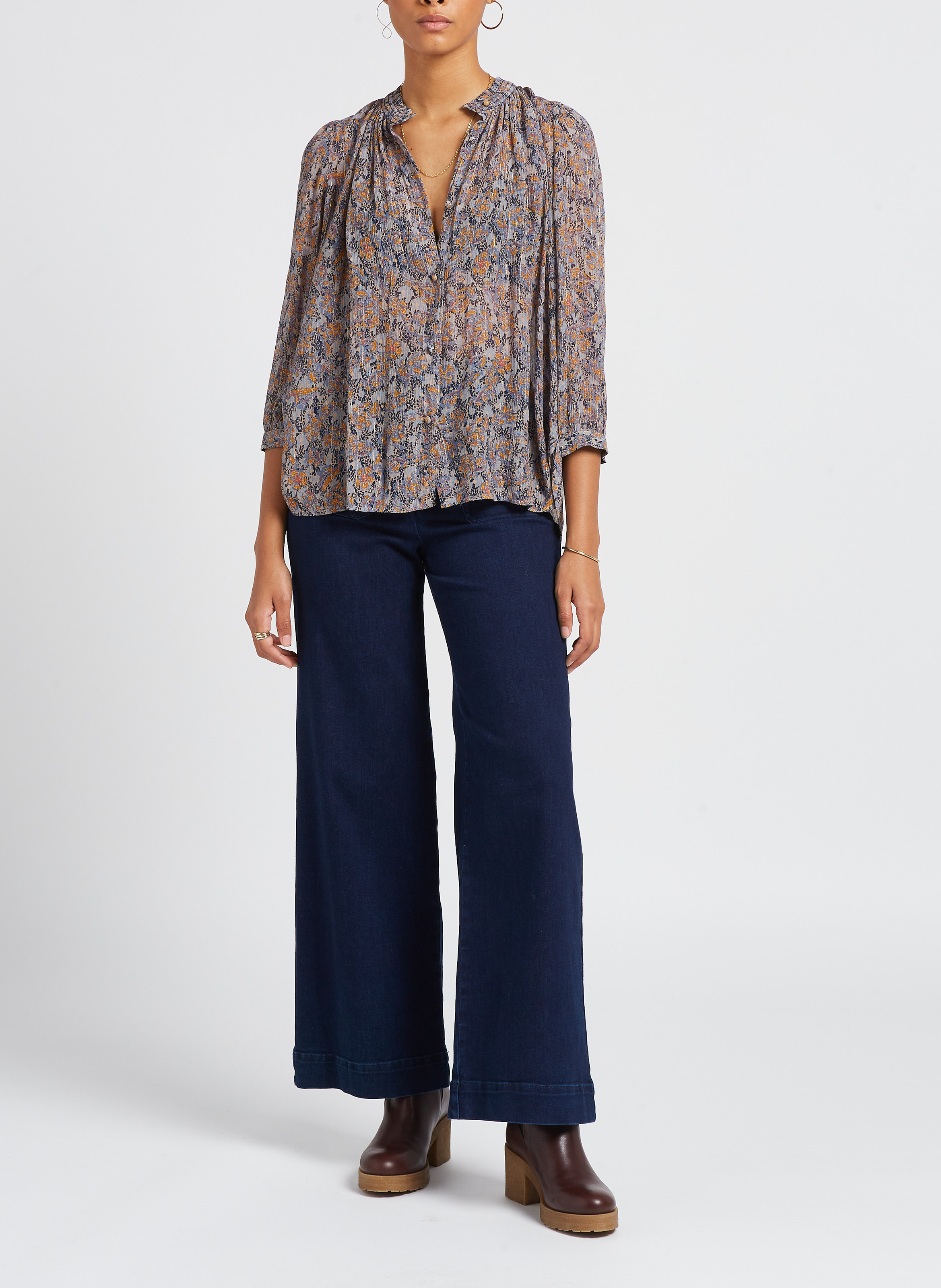 Pantalon flare en denim léger SESSUN Bleu