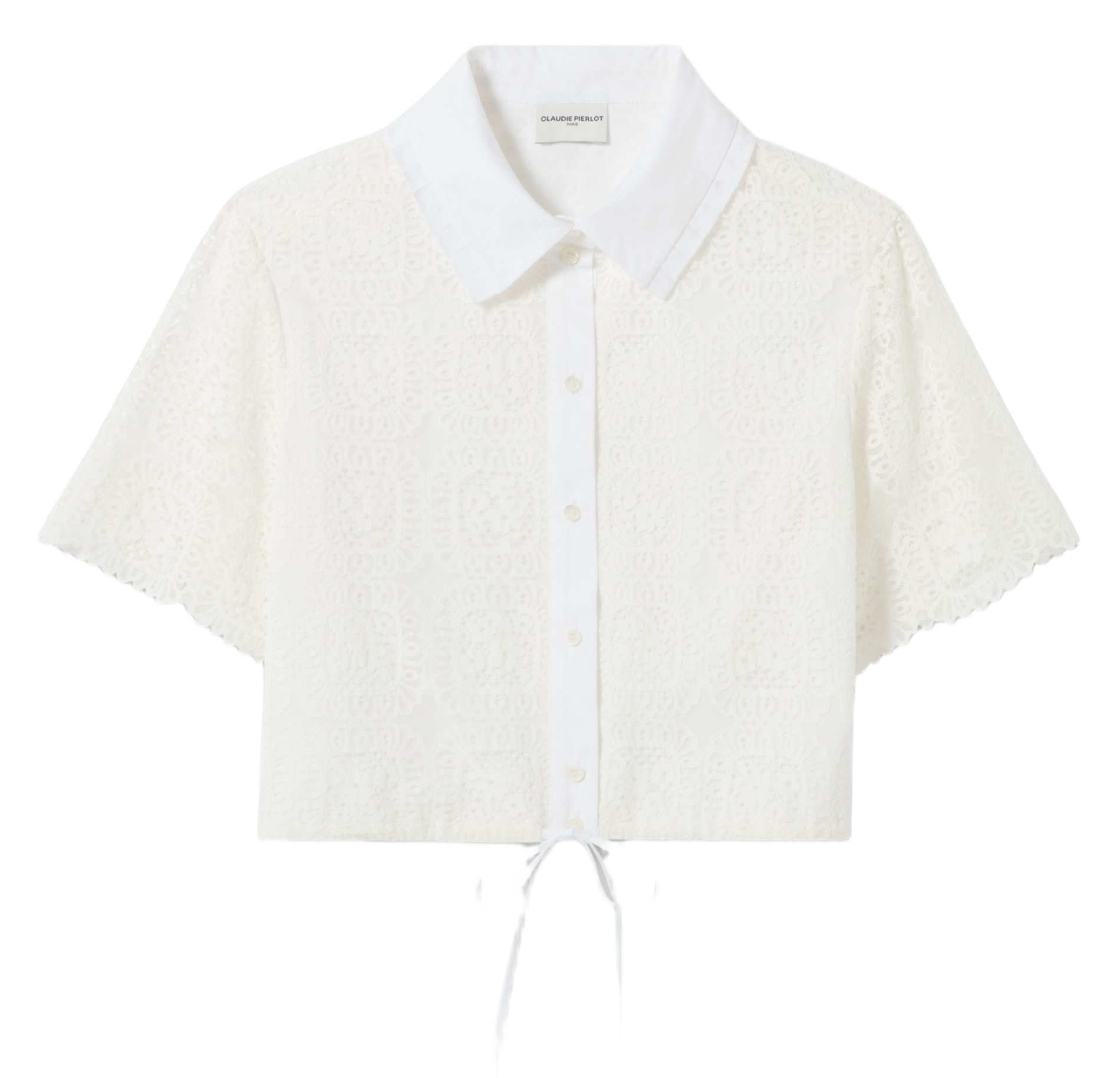 Chemise droite col classique en dentelle CLAUDIE PIERLOT Blanc