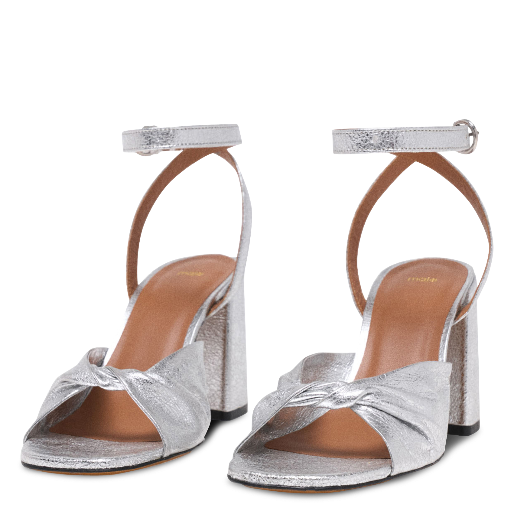 Sandalettes met metallic leren hak MAJE Zilver