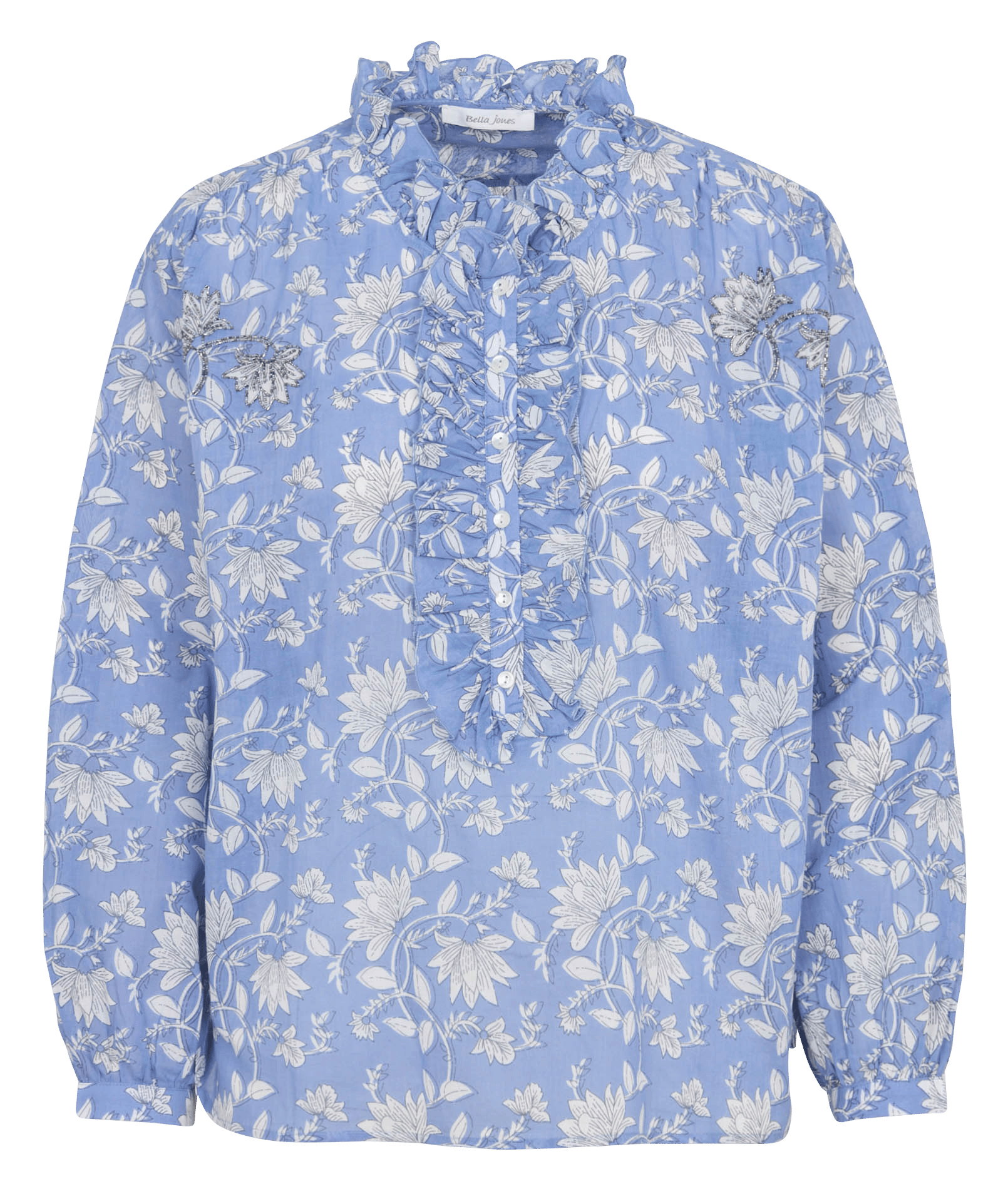 Printed blouse with Victorian collar BELLA JONES Blue