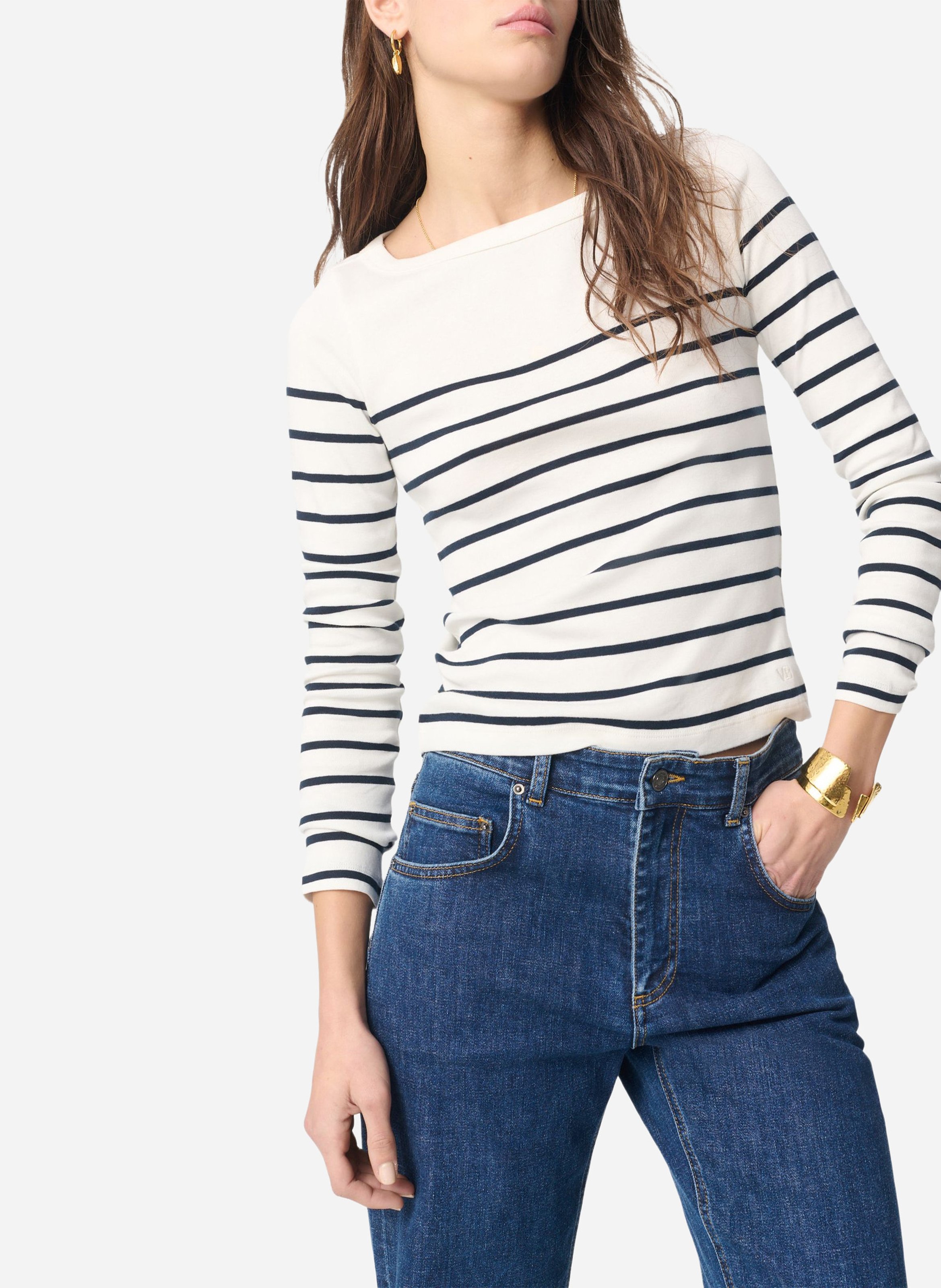 Camiseta de algodón con cuello barco VANESSA BRUNO Blanco