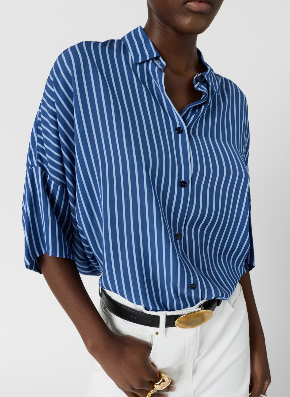 Oversize Bluse mit 3/4-Ärmeln gestreift GERARD DAREL Blau