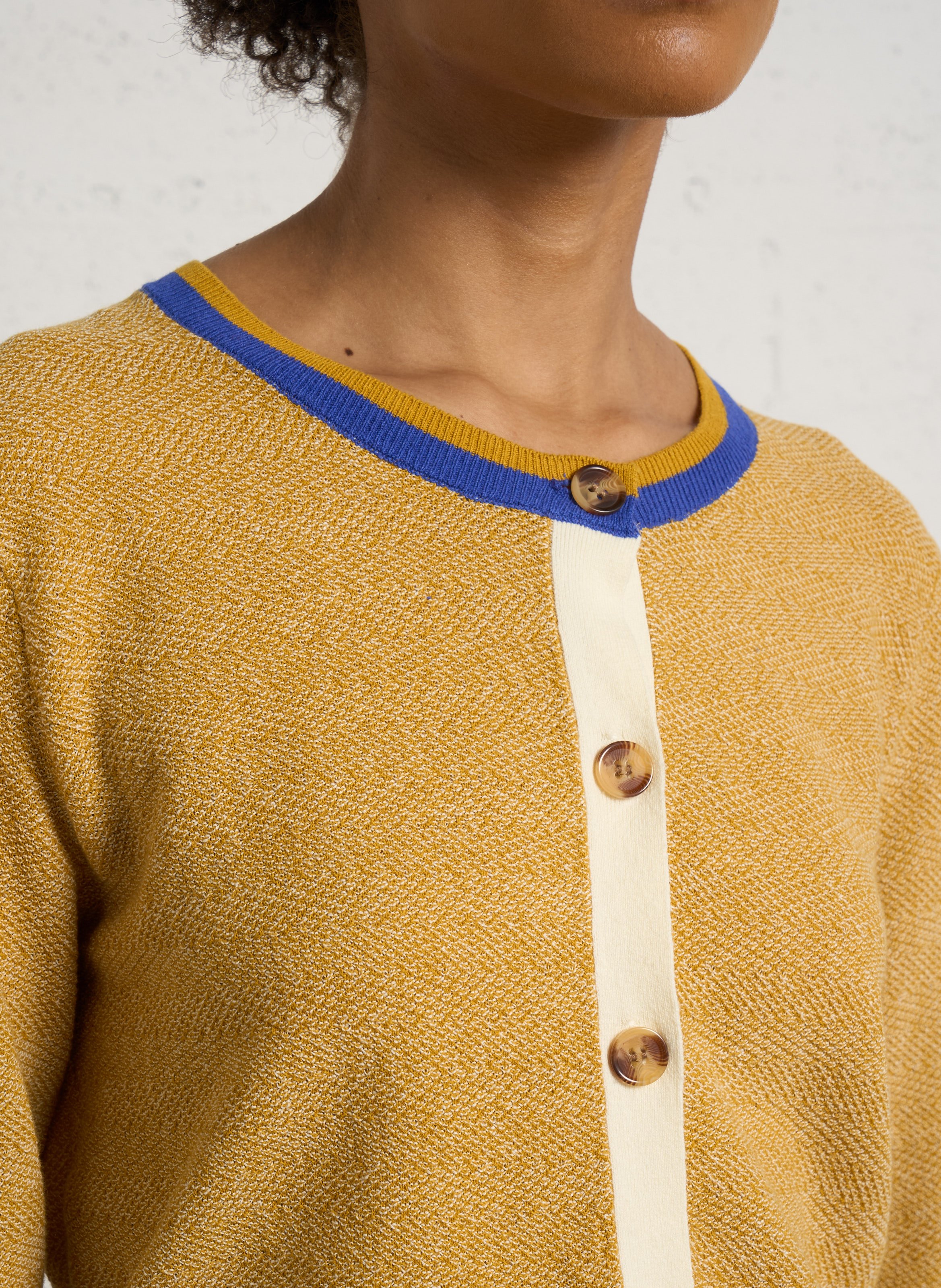 Rundhalsausschnitt Weste aus Baumwolle und Leinen gemischt BENSIMON Mehrfarbig