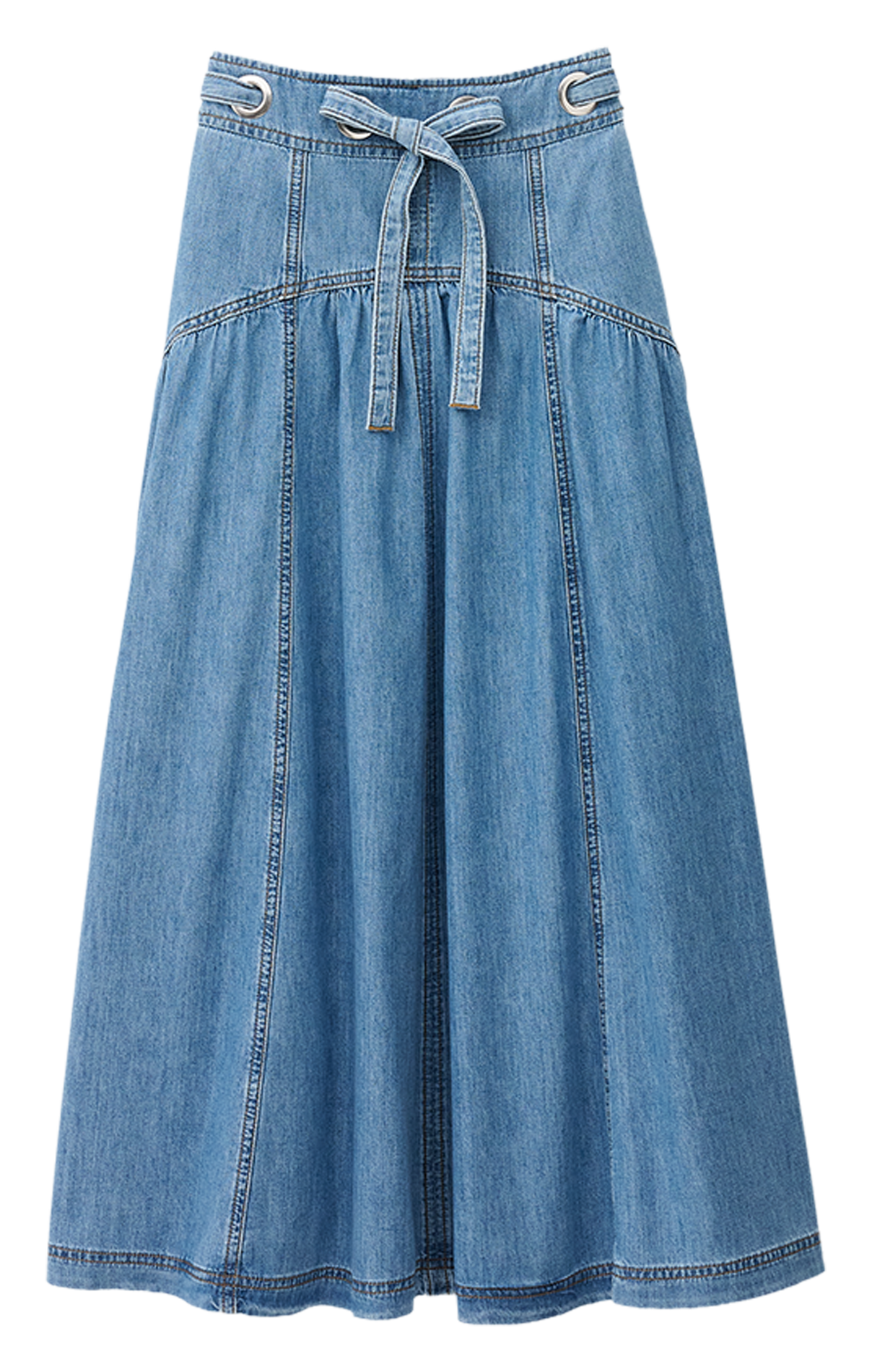 Jupe évasée taille haute en denim BA&SH Bleu