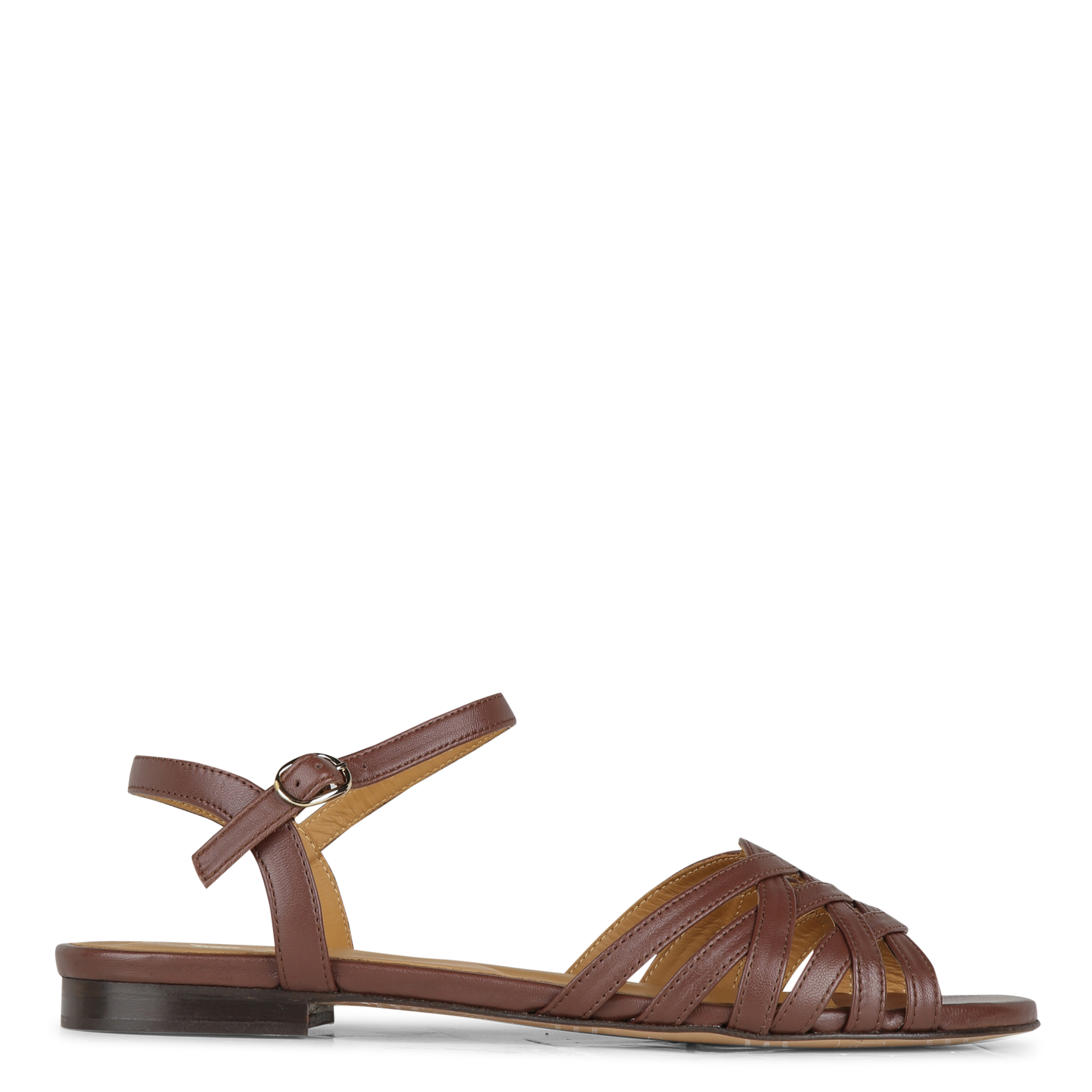 Avarca Berlin - Flache Ledersandalen mit Samt BOBBIES Braun