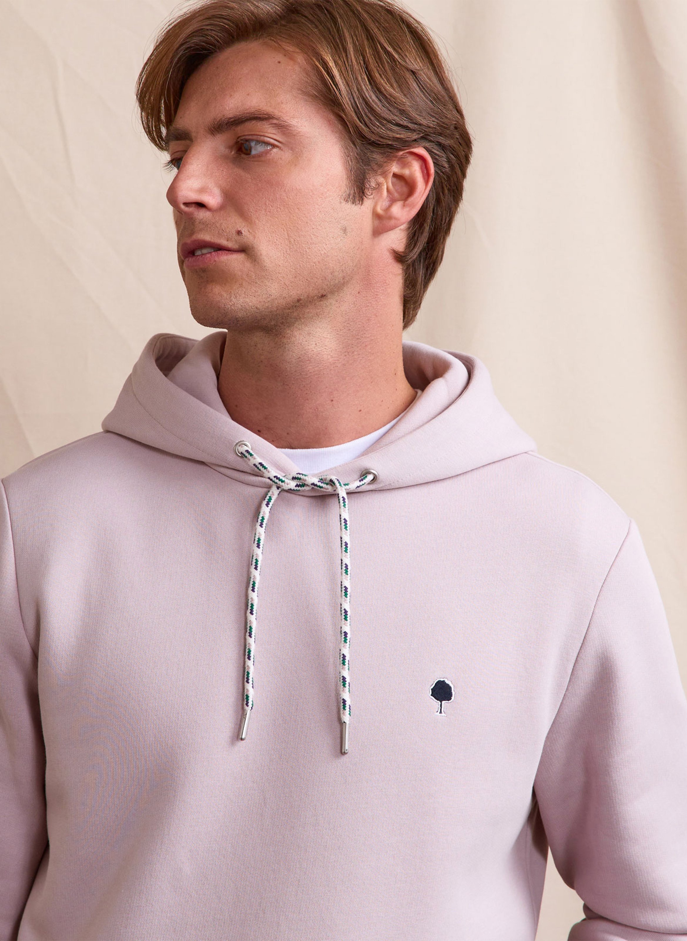 Rechte sweater met ronde hals en capuchon van katoenmix FAGUO Roze