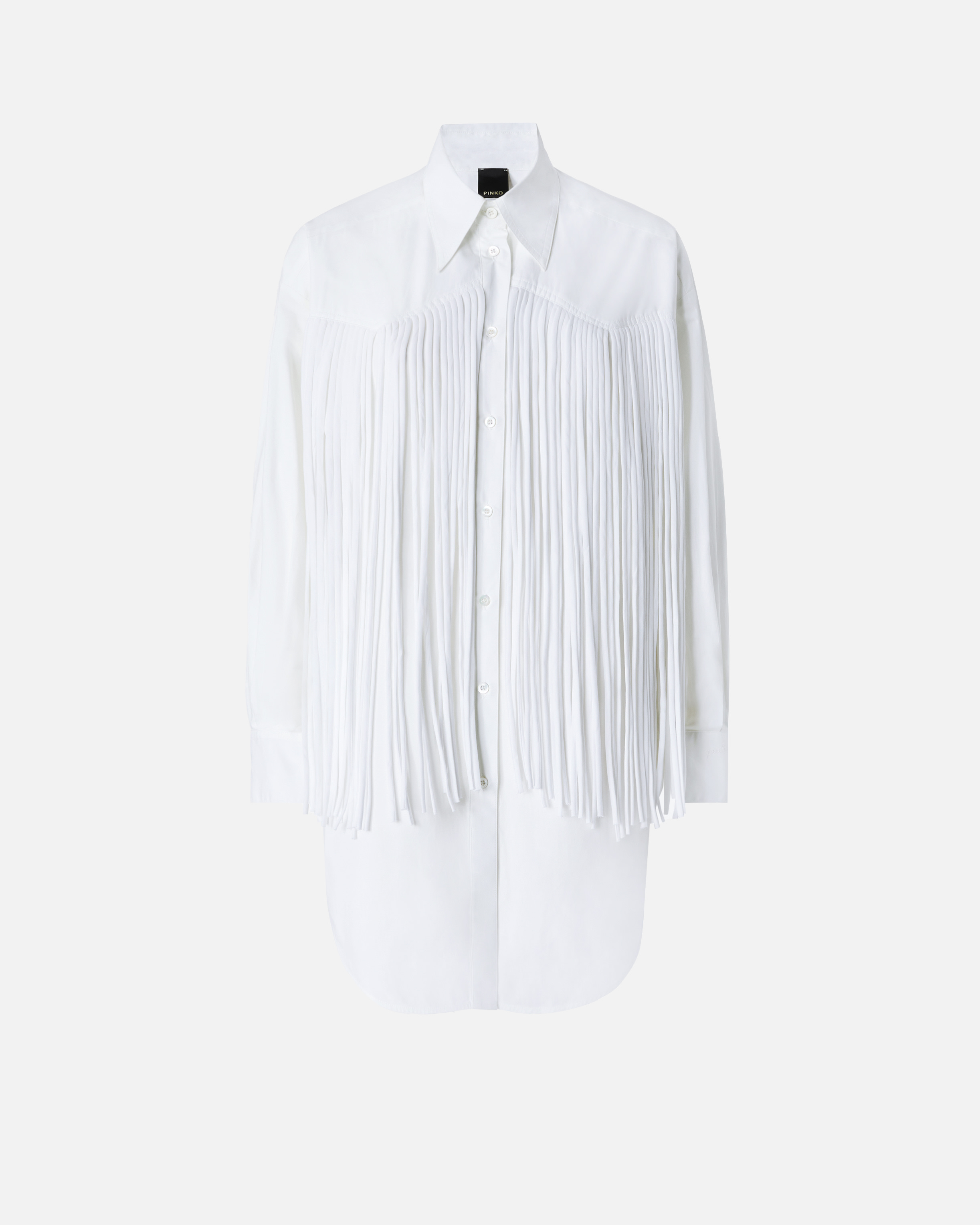 Robe chemise courte à franges PINKO Blanc