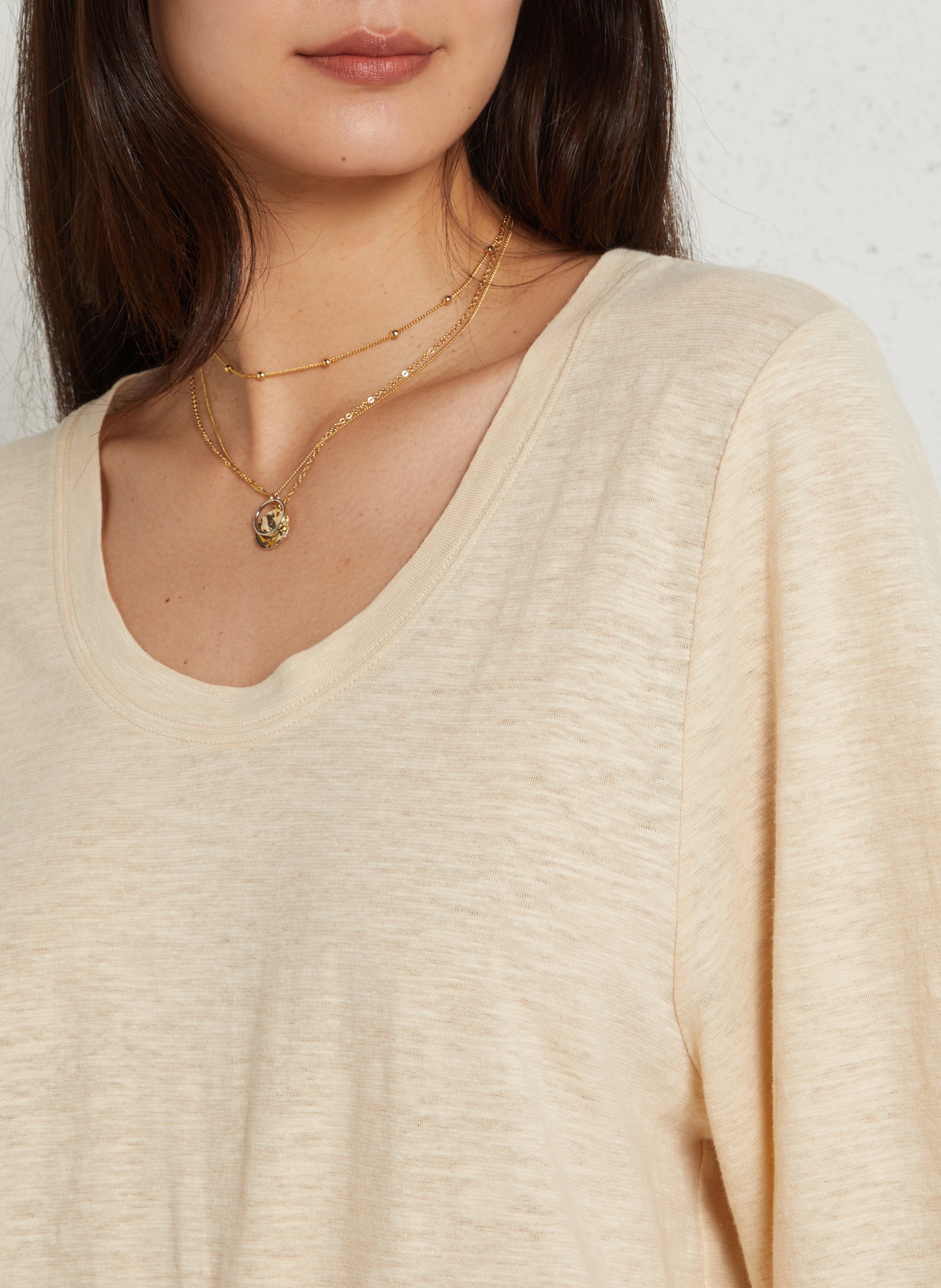 Effen top met lange mouwen en ronde hals MAISON 123 Beige