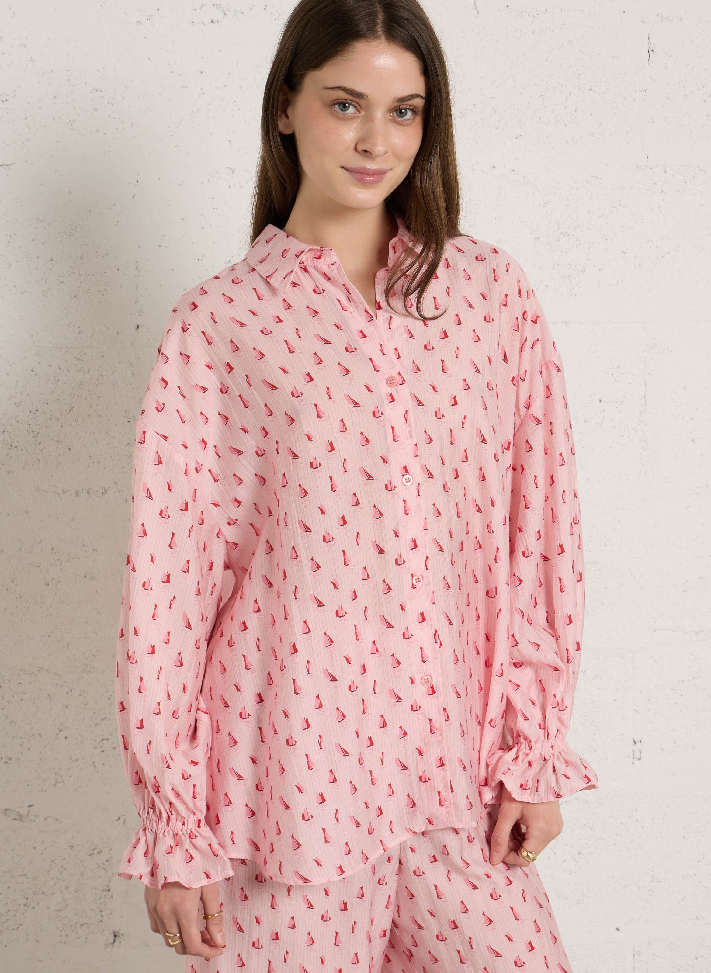 Chemise ample à rayures AMERICAN VINTAGE Rose