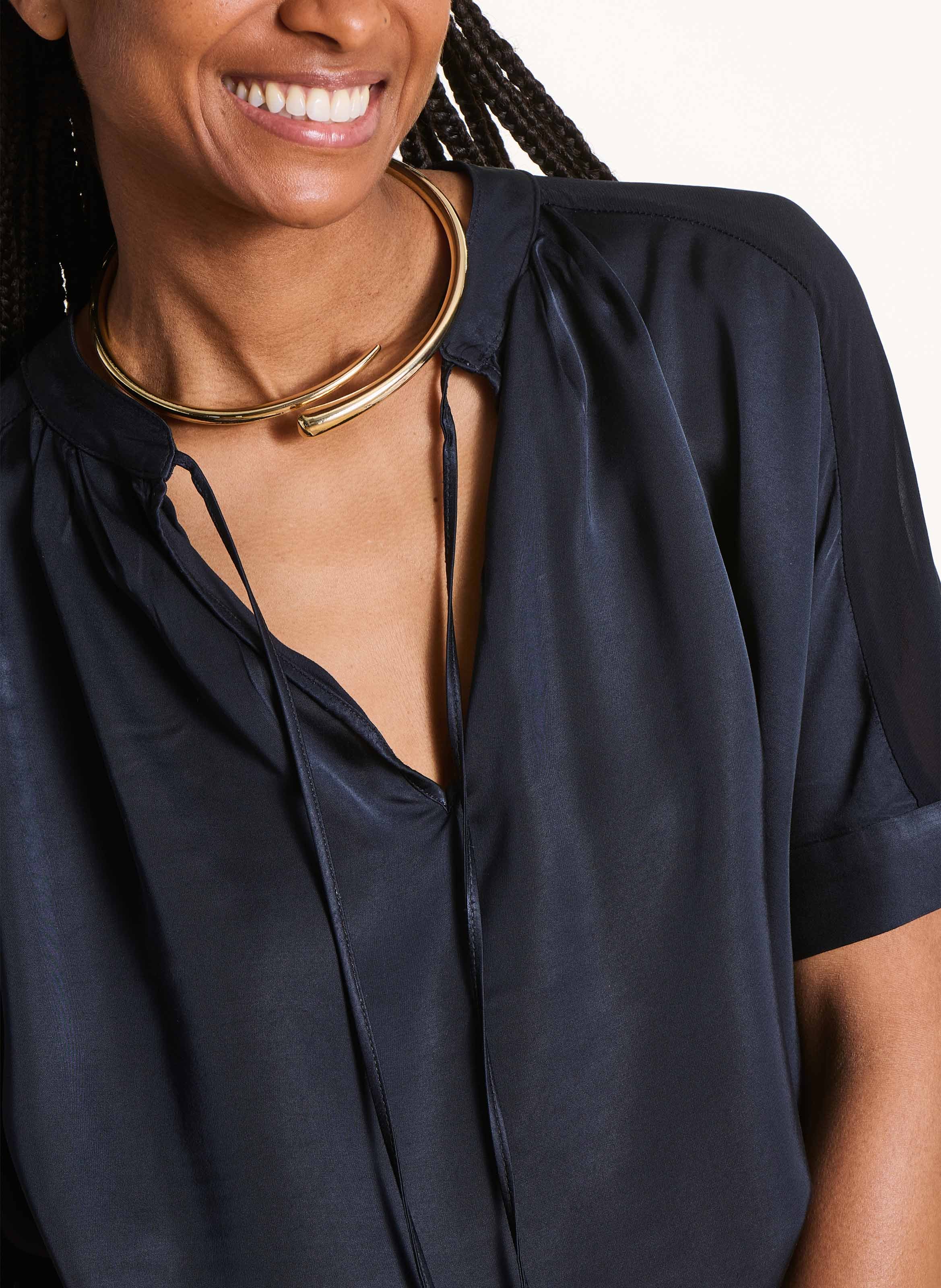 Blouse ample col tunisien LA FEE MARABOUTEE Bleu