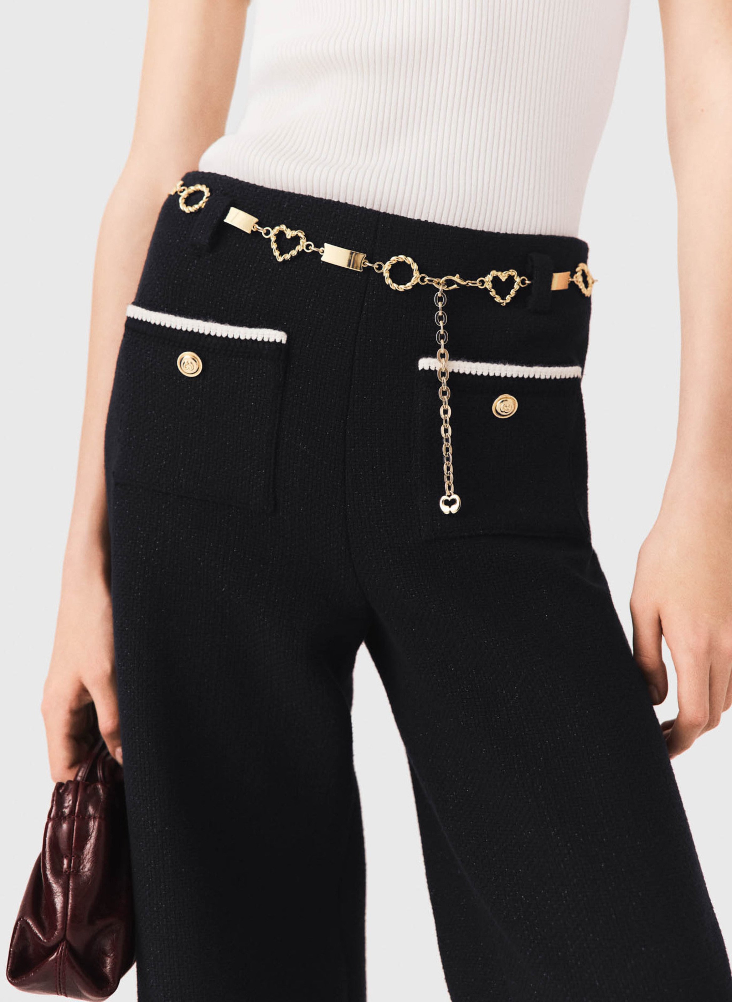 Pantalon taille haute large  MAJE Noir