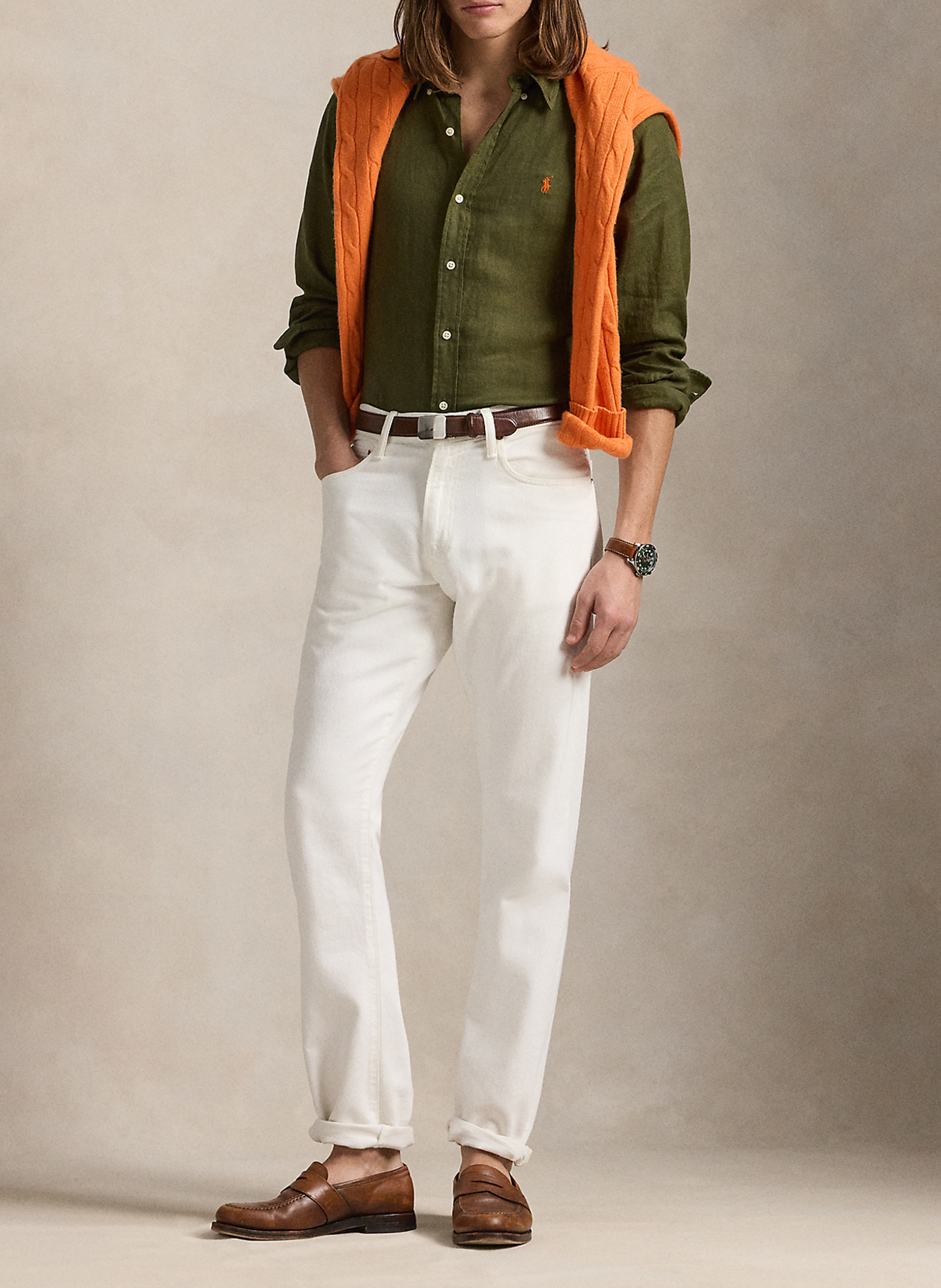 Regular-Fit-Hemd - Leinen POLO RALPH LAUREN Grun