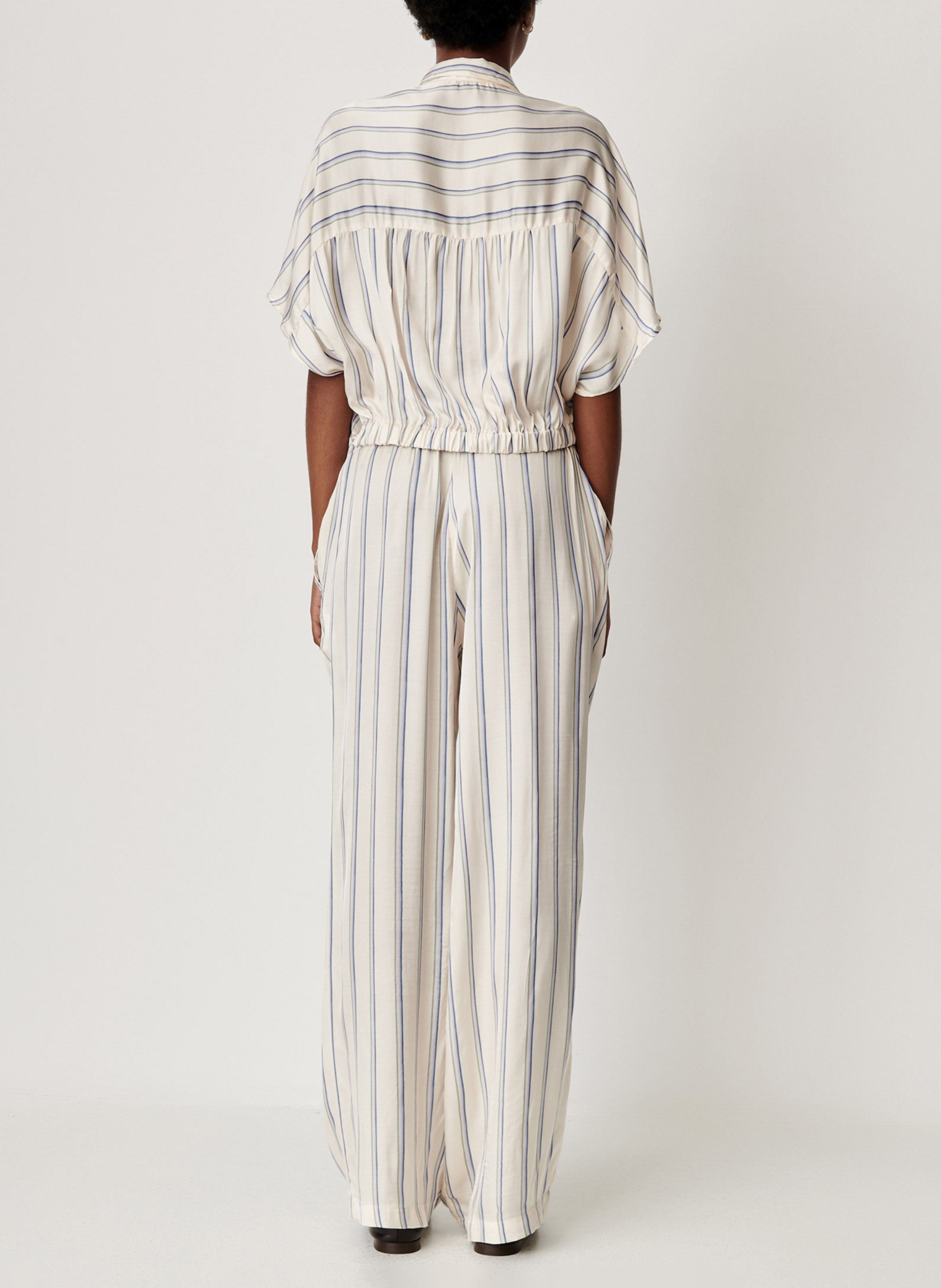 Chemise droite col classique rayée SESSUN Blanc