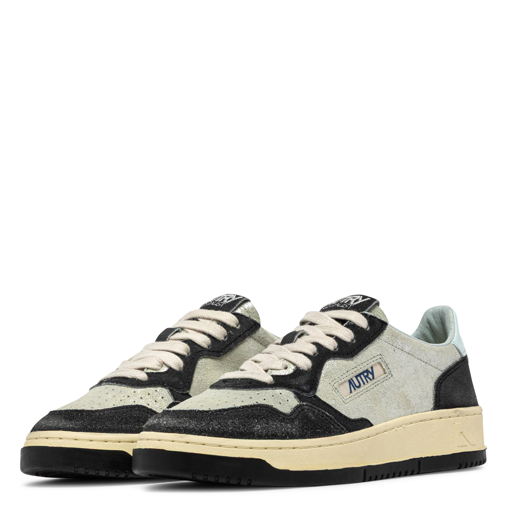 Niedrige Sneaker aus Leder-Mix AUTRY Silber