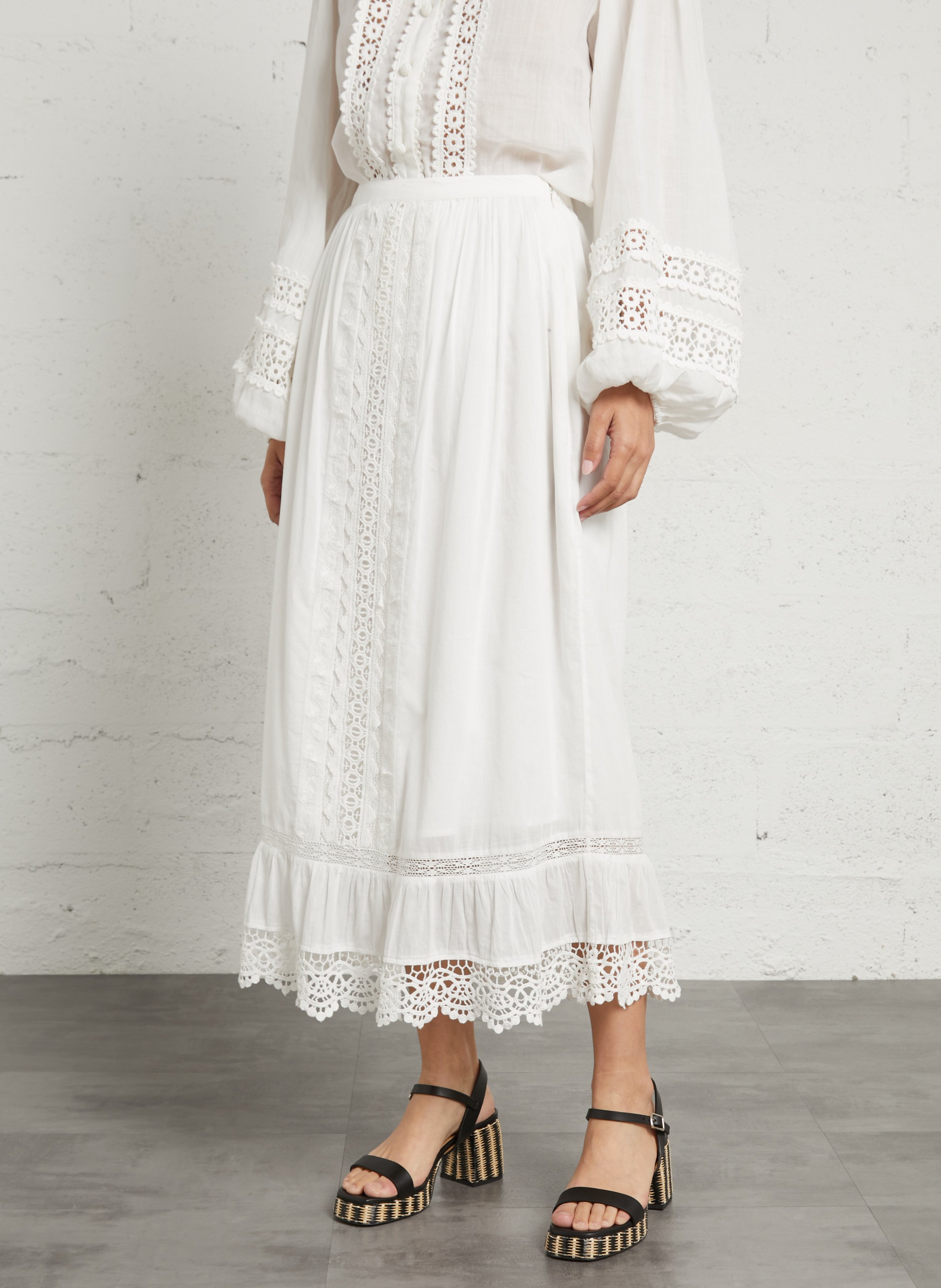 Jupe évasée longue en coton bio LOUISE MISHA Beige