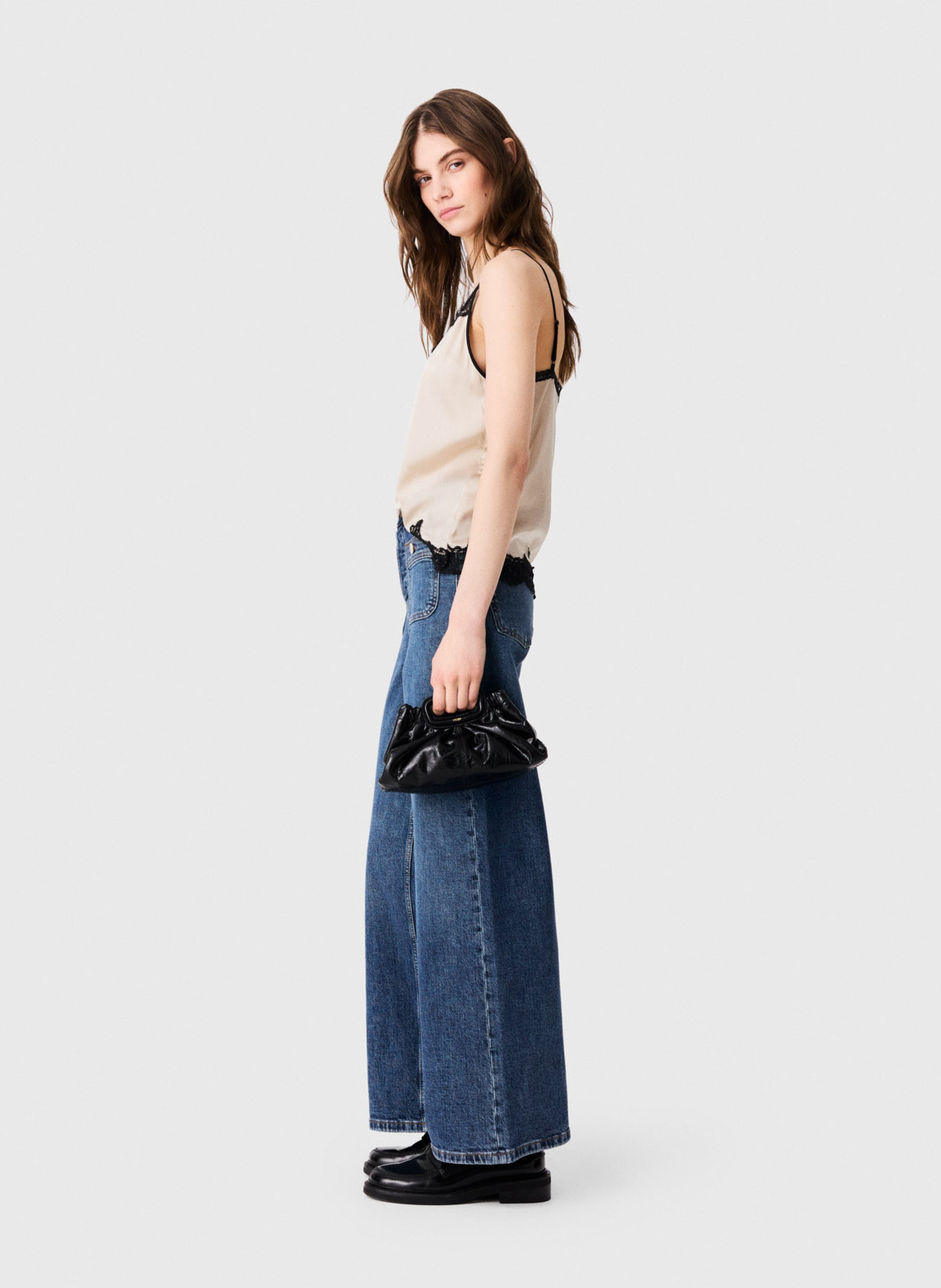 Kort donsjack met bontcapuchon MAJE Blauw