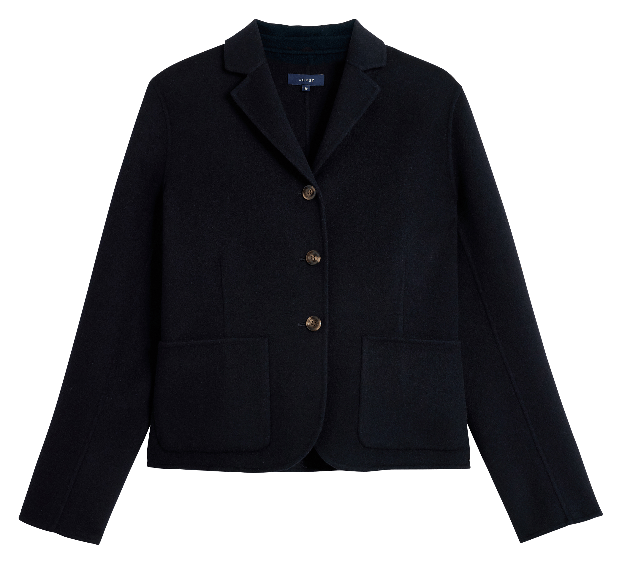 Straight wool-blend tailored jacket SOEUR Blue