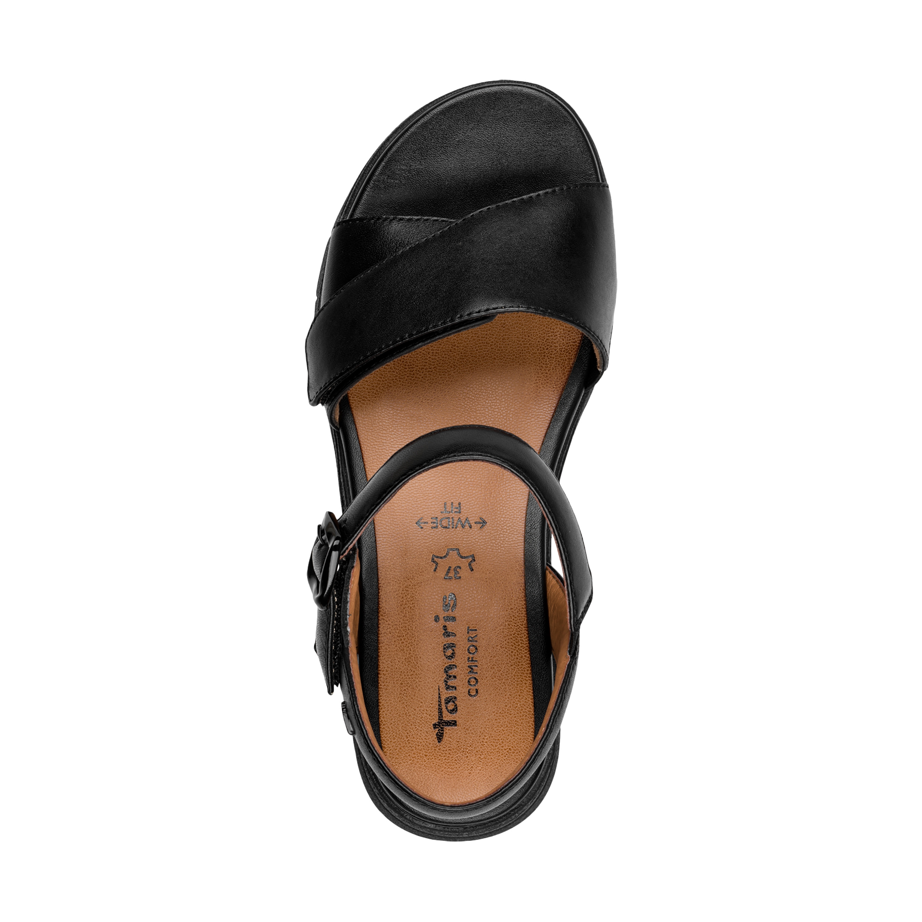 Comfort leather wedge sandals TAMARIS Black